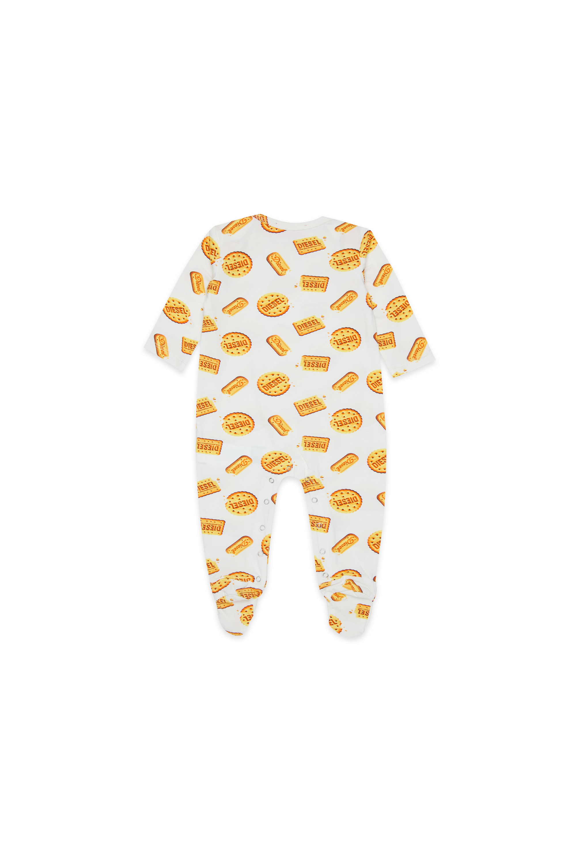 Diesel - UNNY-NB, Unisex's Newborn jumpsuit with Diesel biscuit print in White - 2