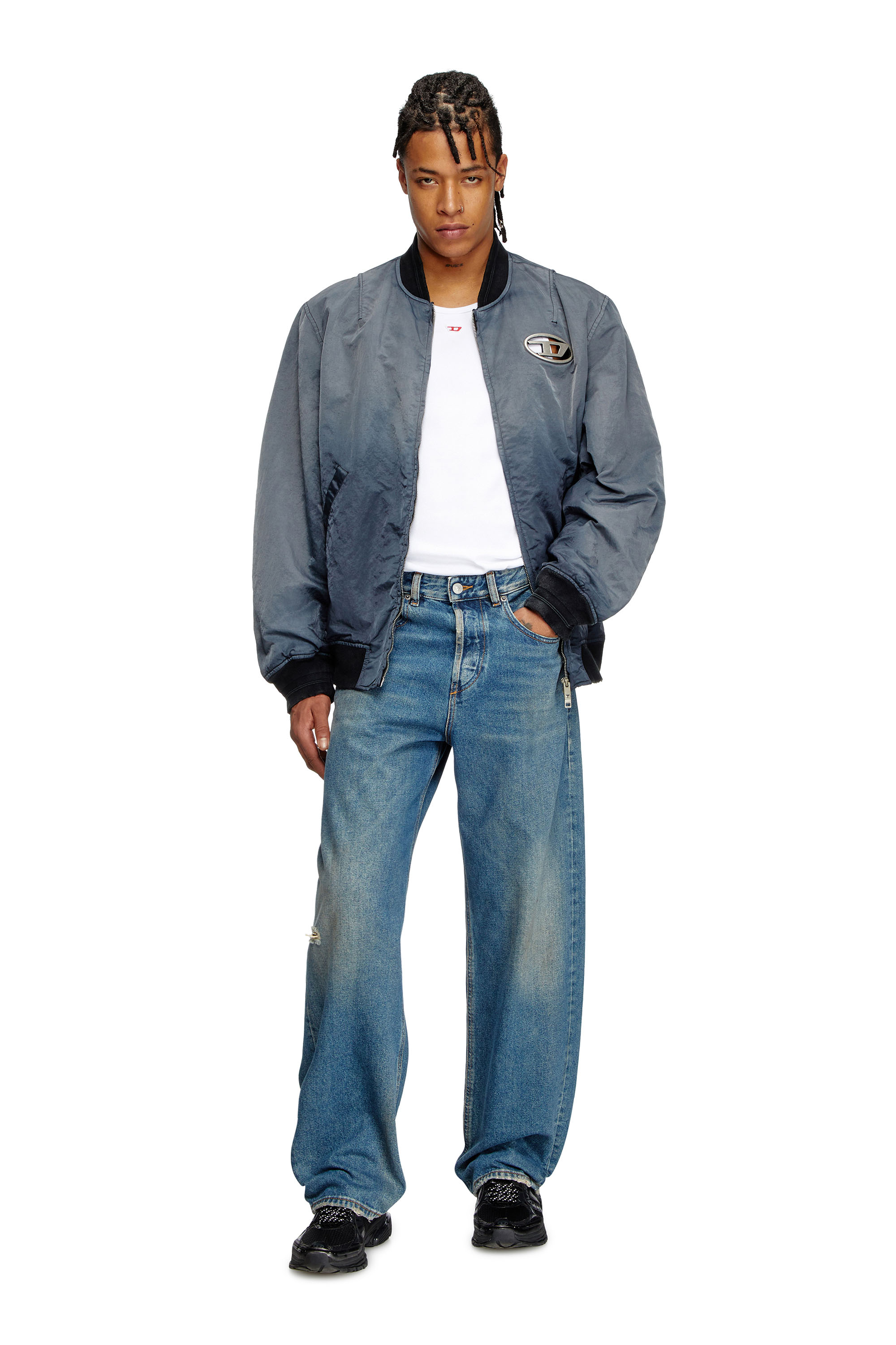 Diesel - J-KEPES, Herren Wattierte Bomberjacke in Dégradé-Optik in Dunkelgrau - 1