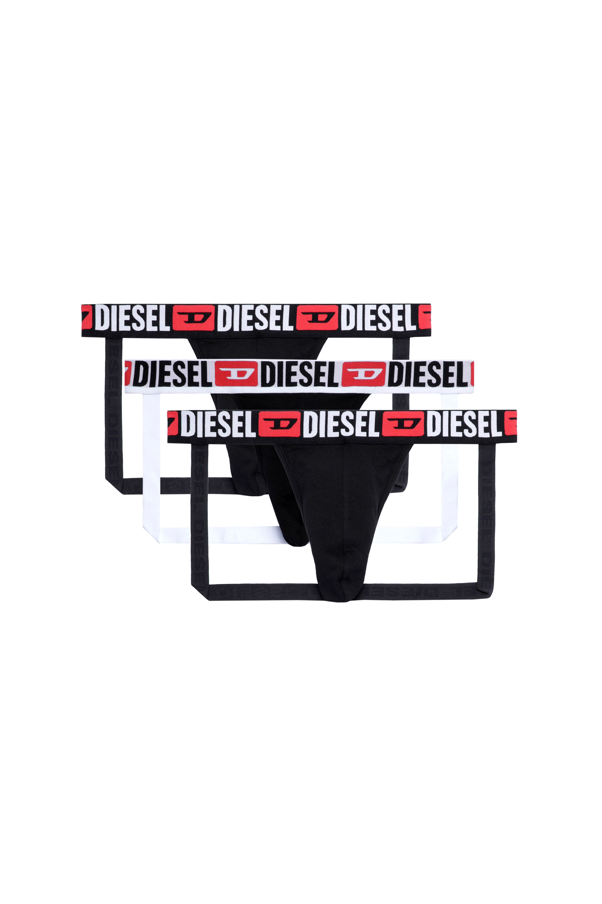 Diesel - UMBR-JOCKYTHREEPACK, Herren Jockstraps im Dreierpack mit Logo-Bund in Schwarz - 2
