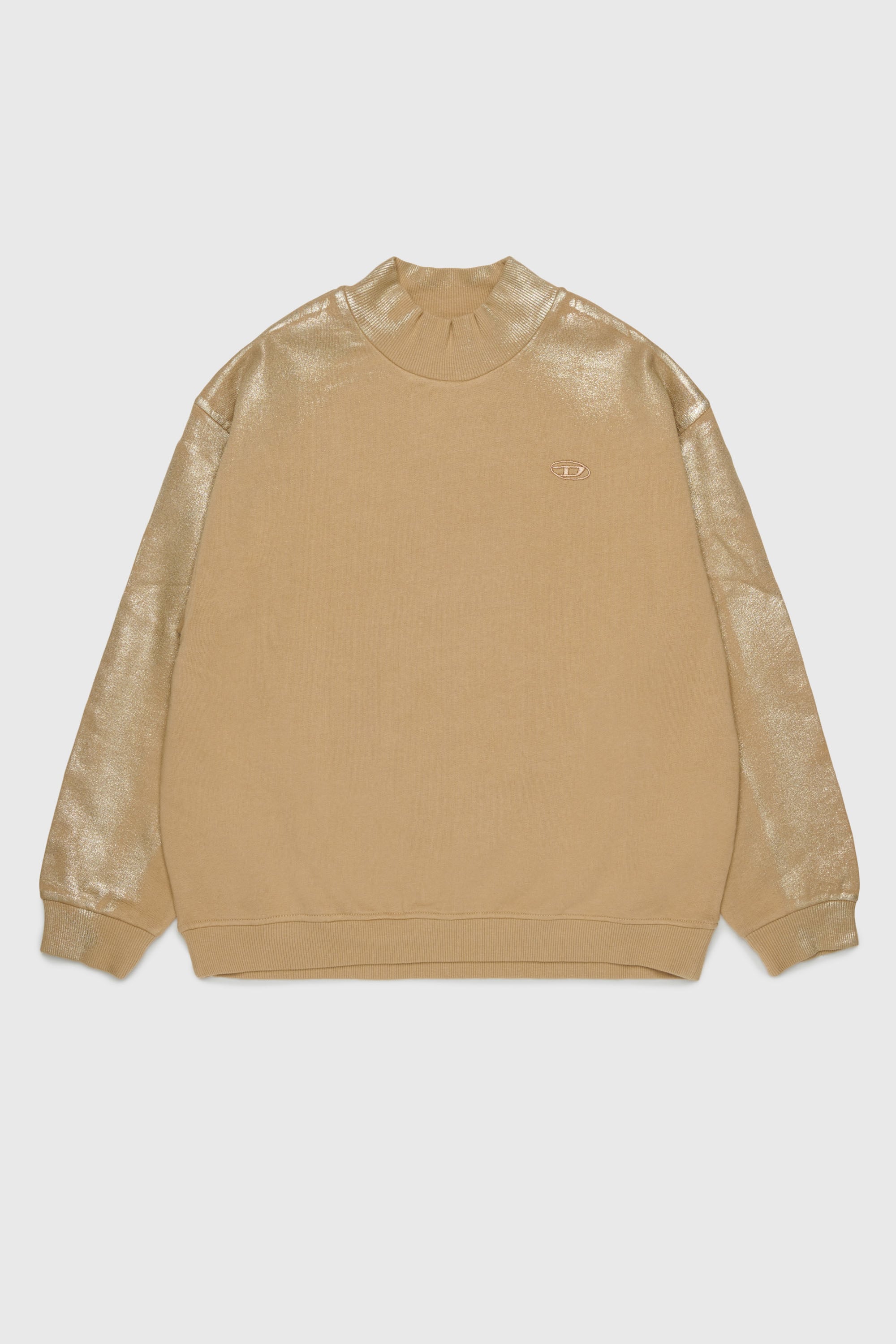 Diesel - SFALEXNS1, Damen Sweatshirt mit &Auml;rmeln in Metallic-Optik in Braun - 1