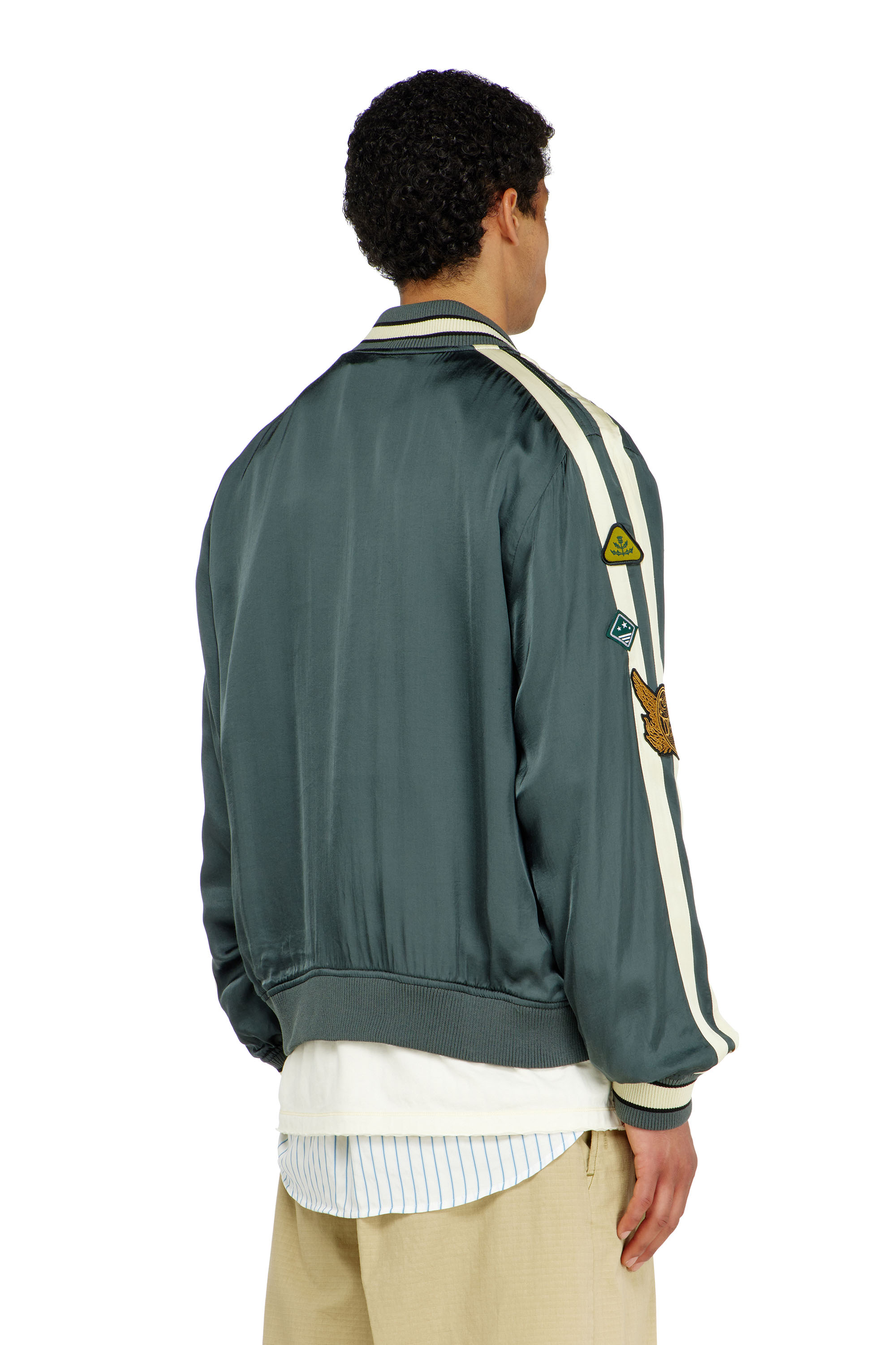 Diesel - J-ANNU, Herren Satin-bomberjacke mit patches in null - 3