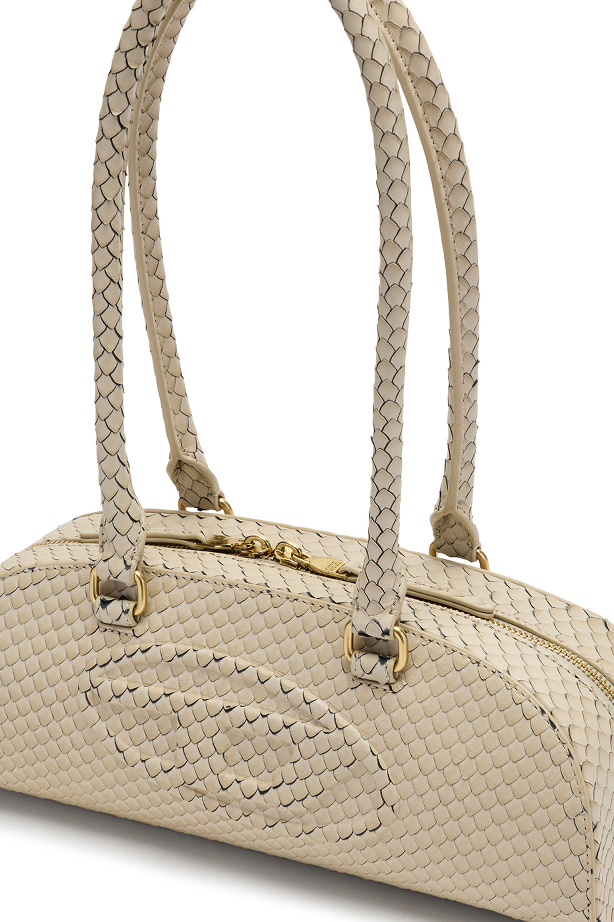 Diesel - 1DR DOME SHOULDER EW, Damen 1DR Dome-Langgezogene Bowlingtasche aus strukturiertem Leder in Beige - 4