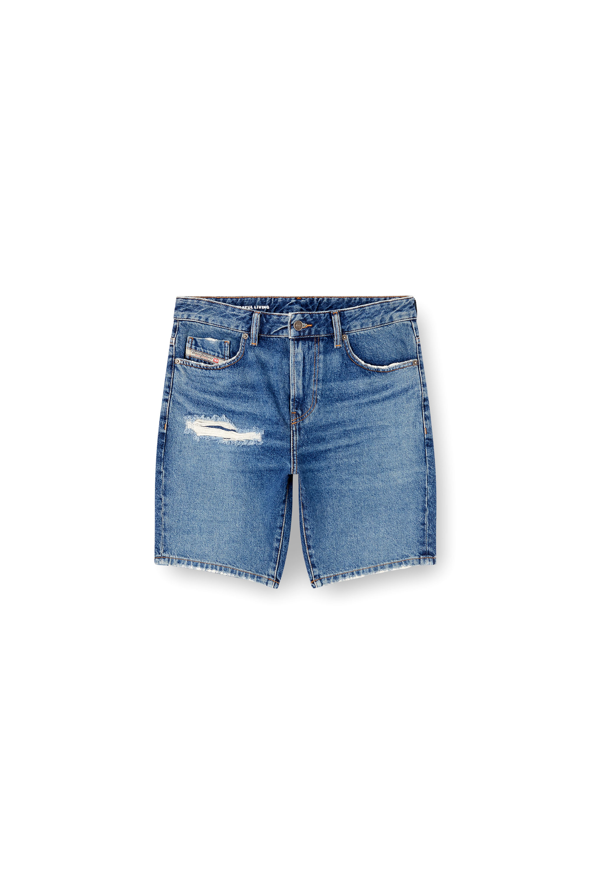Diesel - D-FIN, Herren Schmal geschnittene Shorts aus Denim in Mittelblau - 2