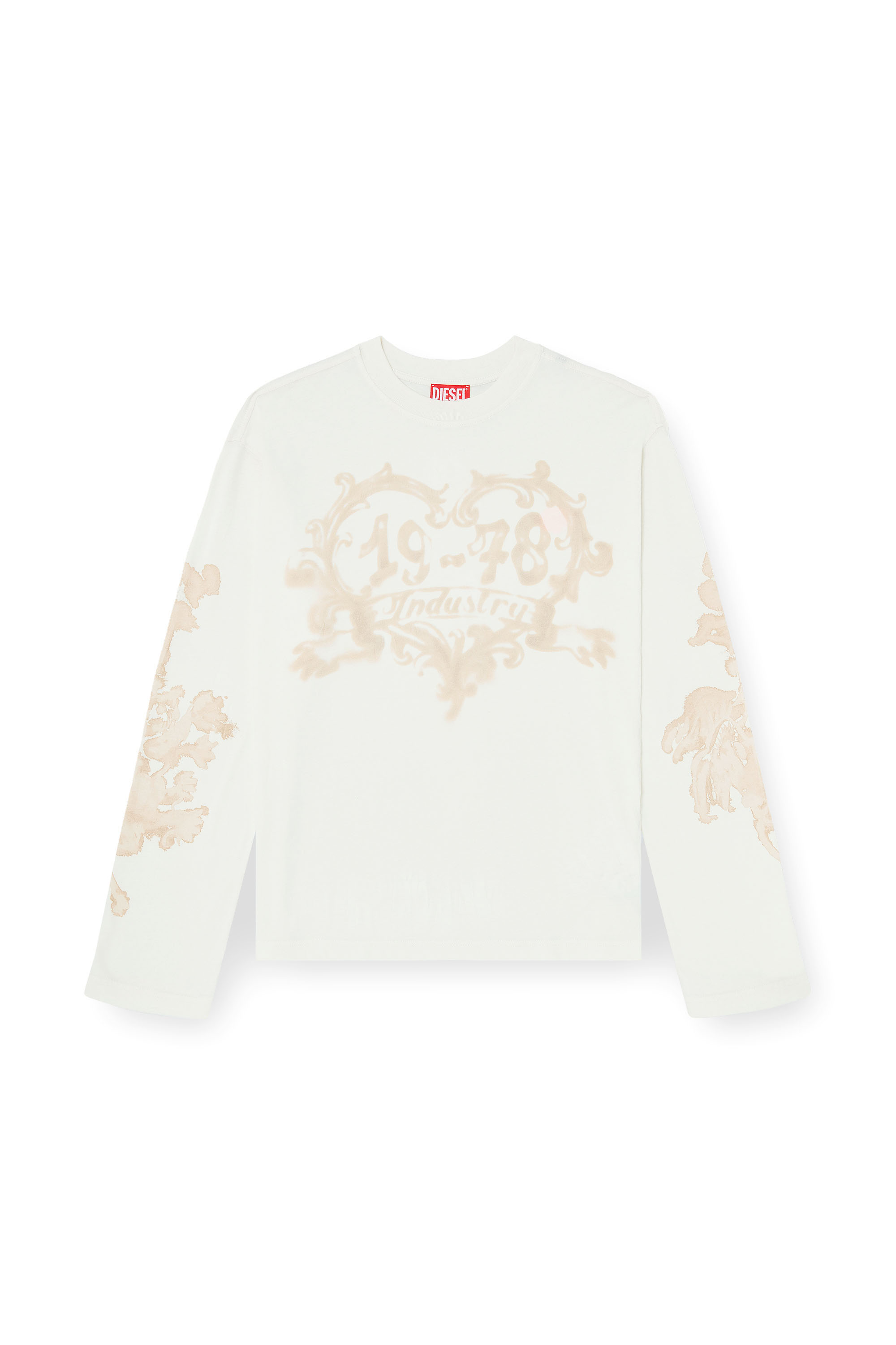 Diesel - T-HILARY-LS-AA1, Damen Langarmshirt aus Baumwolle mit Grafikprint in Weiss/Rosa - 2