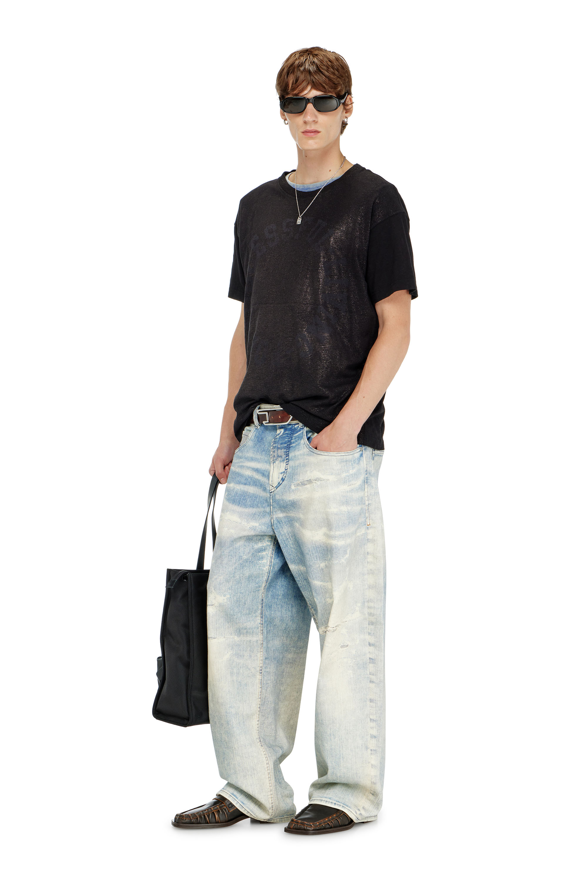 Diesel - T-NORM-AA2, Herren Baumwoll-T-Shirt mit Rundhalsausschnitt und Folienprint in Schwarz - 2