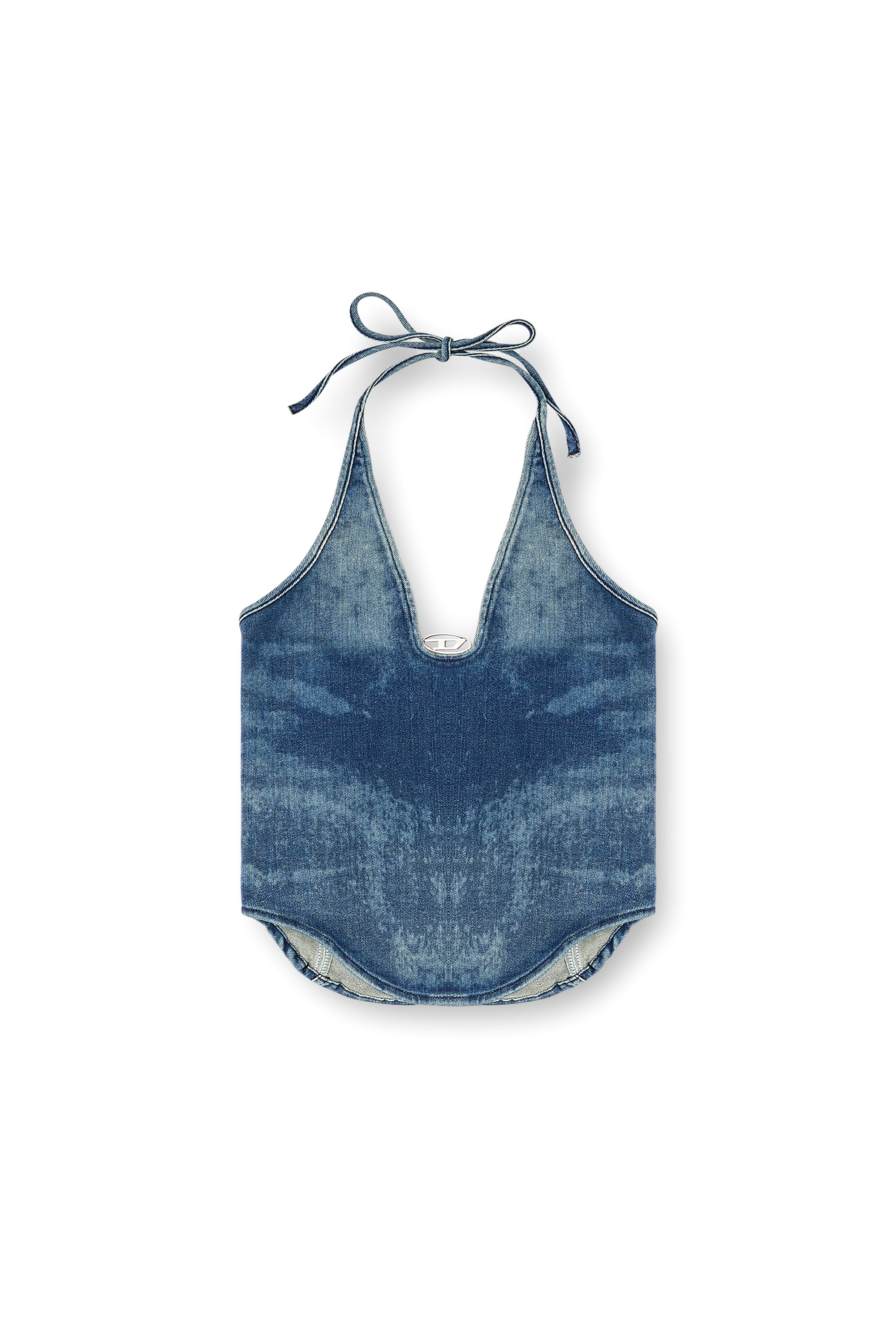 Diesel - DE-JANICE-S, Damen Neckholder-Oberteil aus Reformdenim in Mittelblau - 3