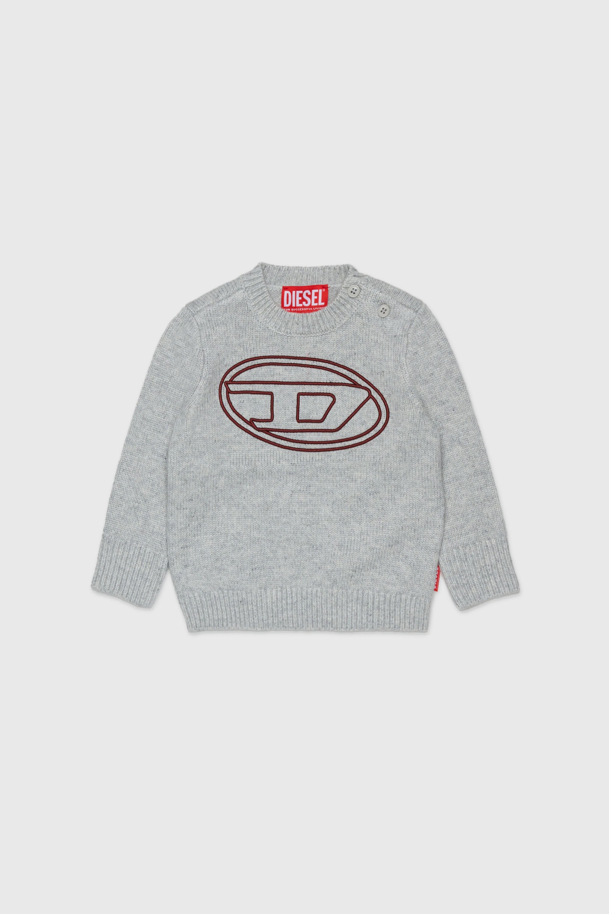 Diesel - KOMYB, Man's Cashmere-enriched jumper with big Oval D in Grey - 1