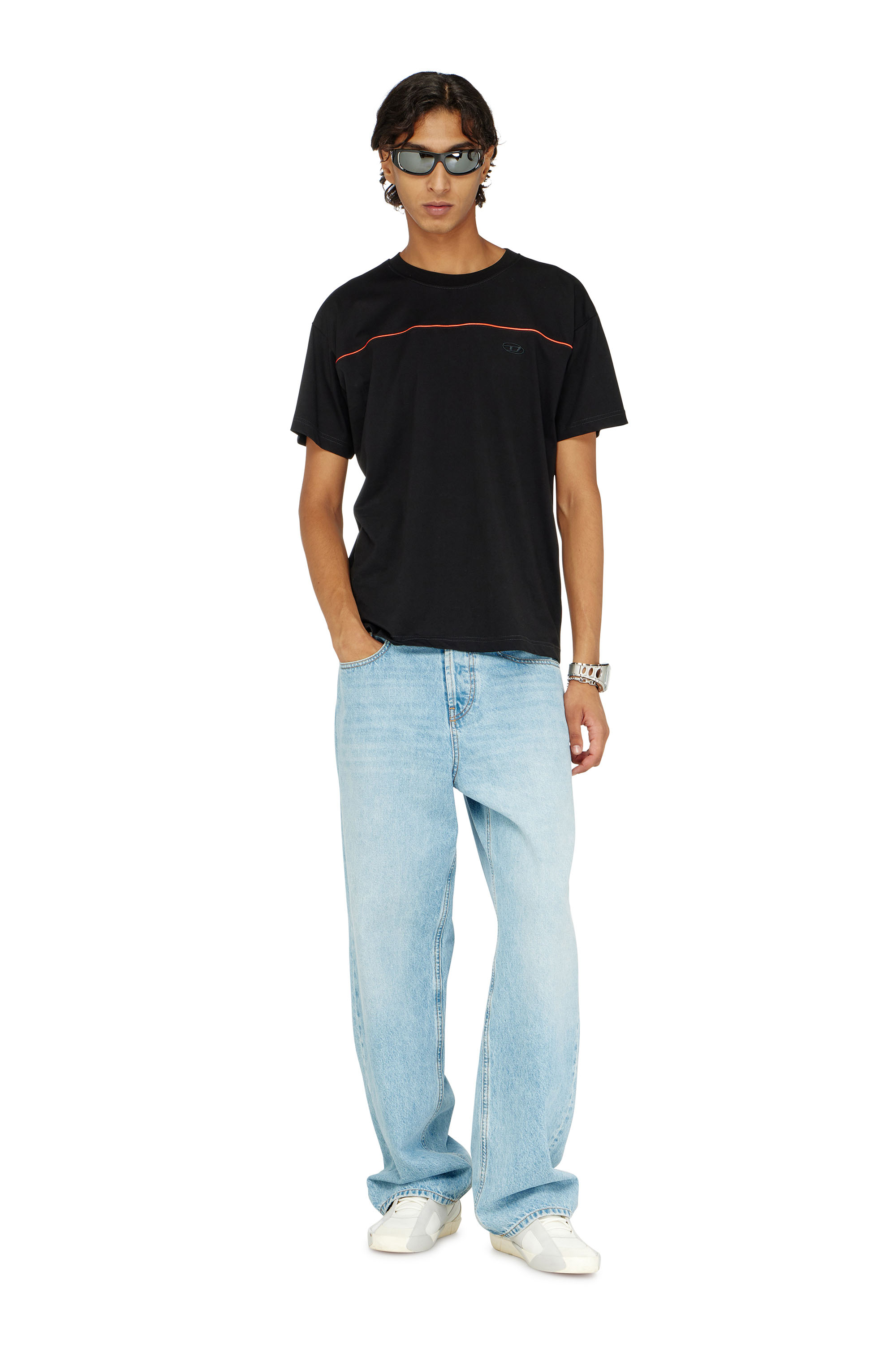 Diesel - T-NORM-PIPING, Herren T-Shirt mit kontrastierenden Paspeln in Schwarz - 2