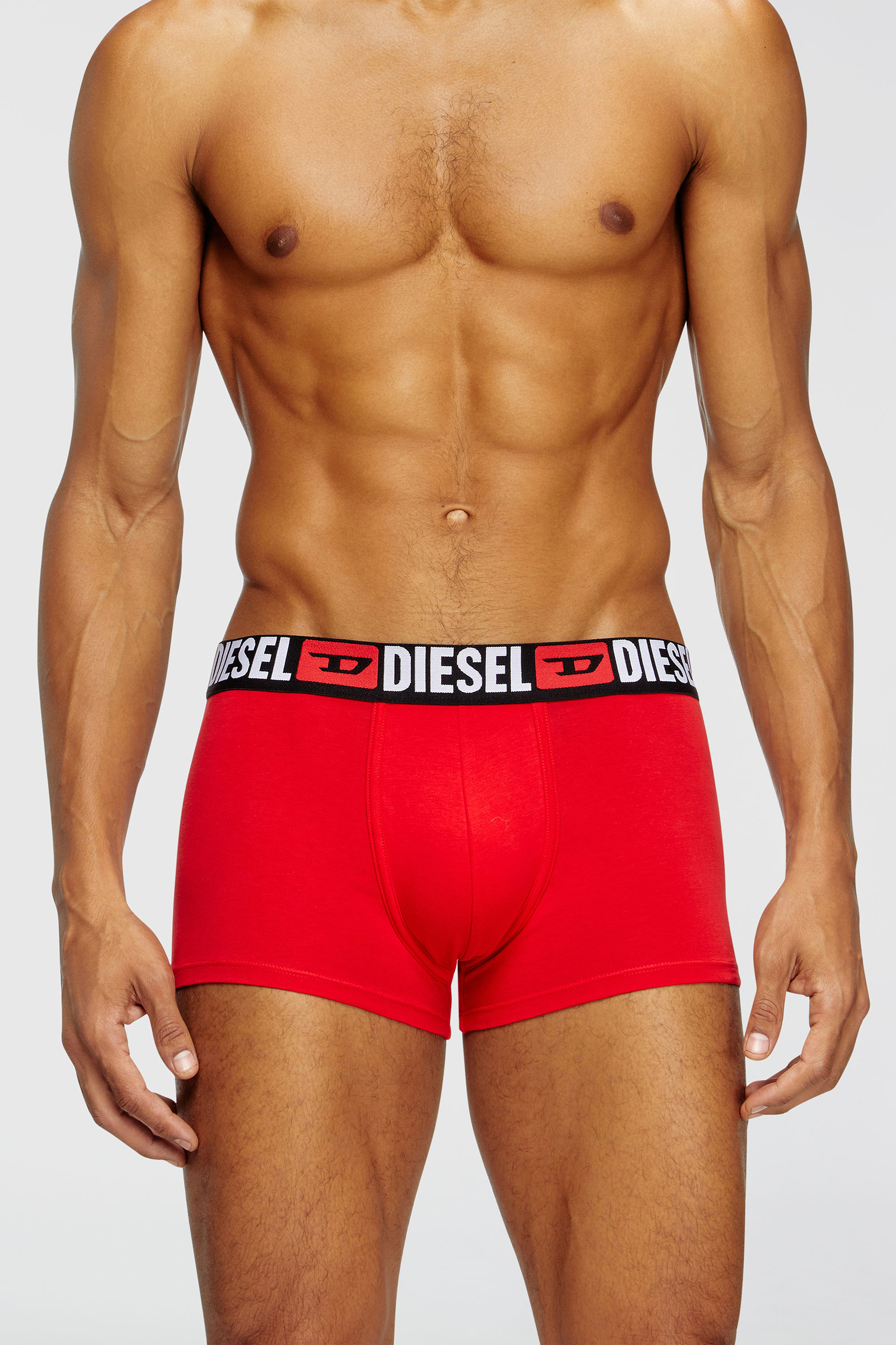 Diesel - UMBX-DAMIENTHREEPACK, Herren Retropants im Dreierpack mit umlaufendem Logo am Bund in Rot/Grau - 3