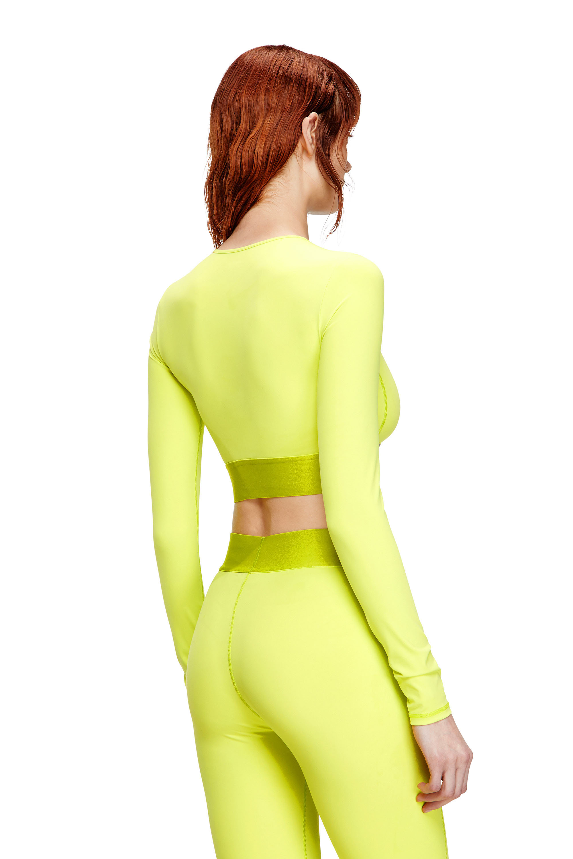 Diesel - MELISSA-D-POP, Damen Verkürzte Oberteil aus Mikrofaser mit Cut-off-Logo in Neongrün - 4