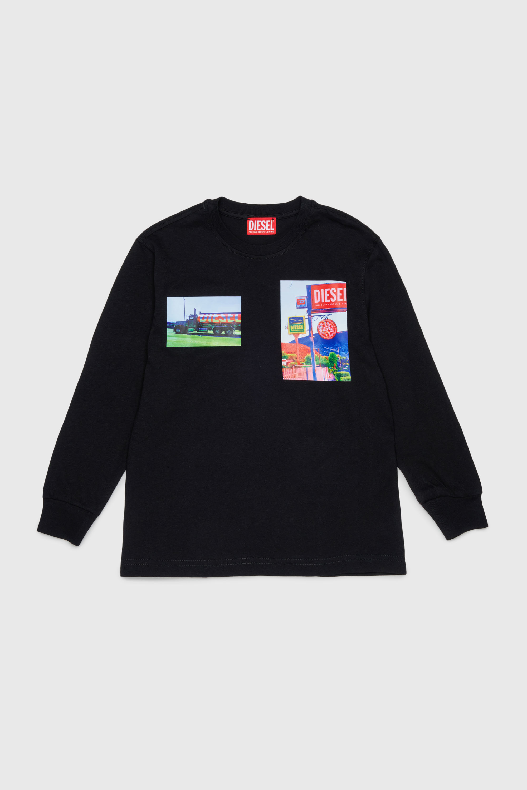 Diesel - TFORMY OVER, Herren Langarm-T-Shirt mit photo prints in Schwarz - 1