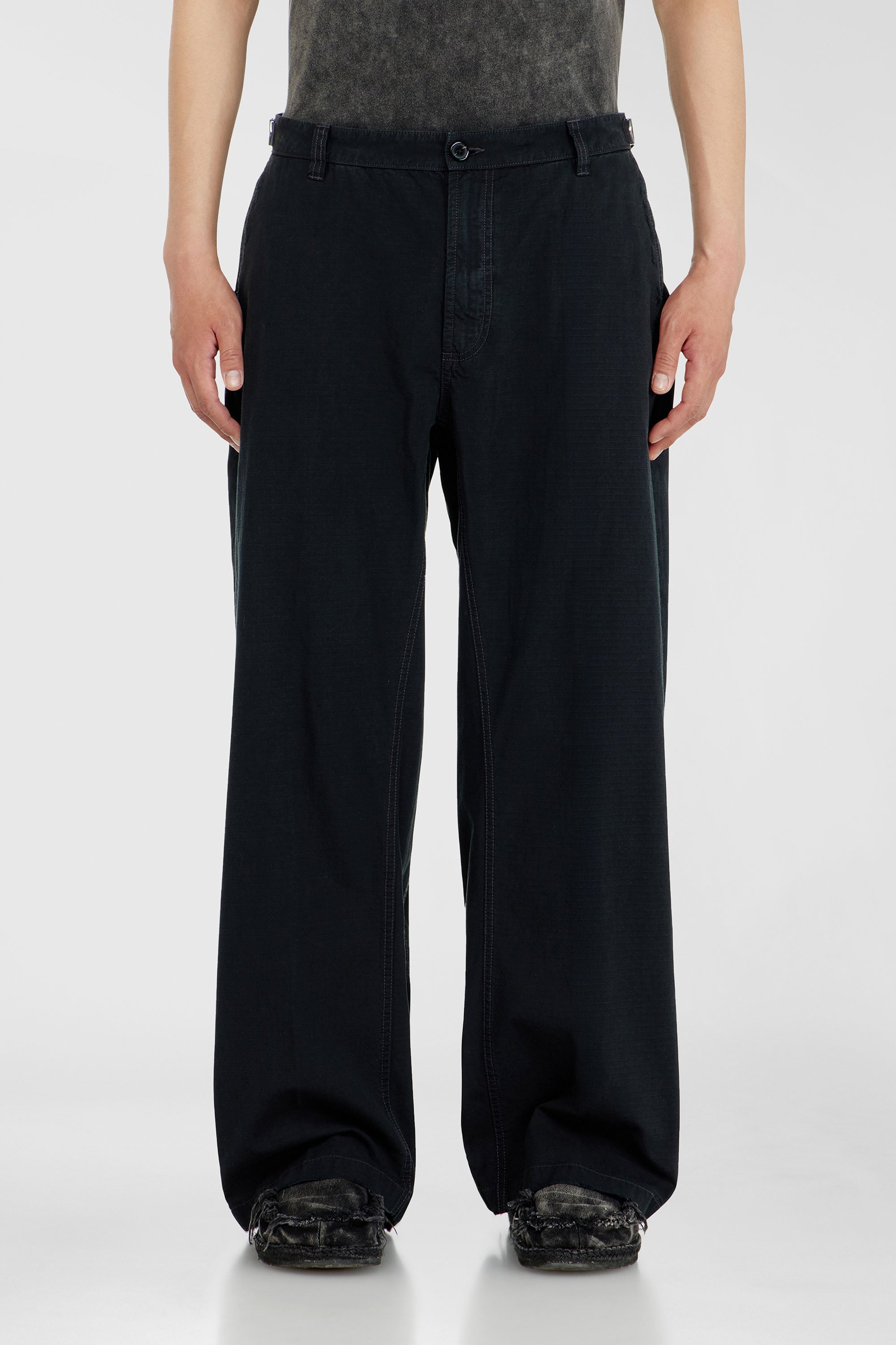 Diesel - P-BALL, Herren Baumwoll-Ripstop-Hose mit seitlichen Schnallen in Schwarz - 1