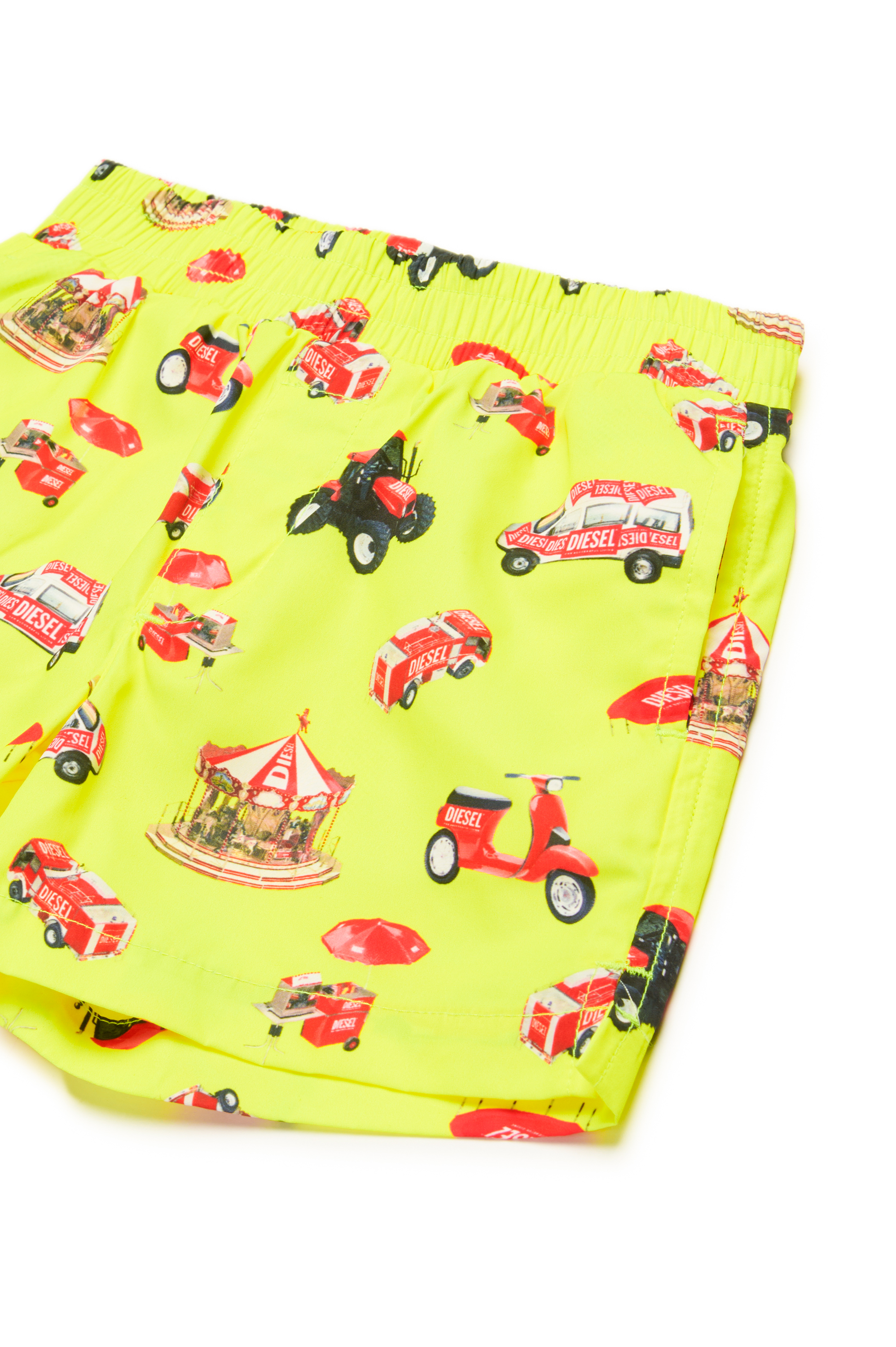 Diesel - MIPANB, Herren Badeshorts mit Fahrzeug-Print in Neongelb - 3