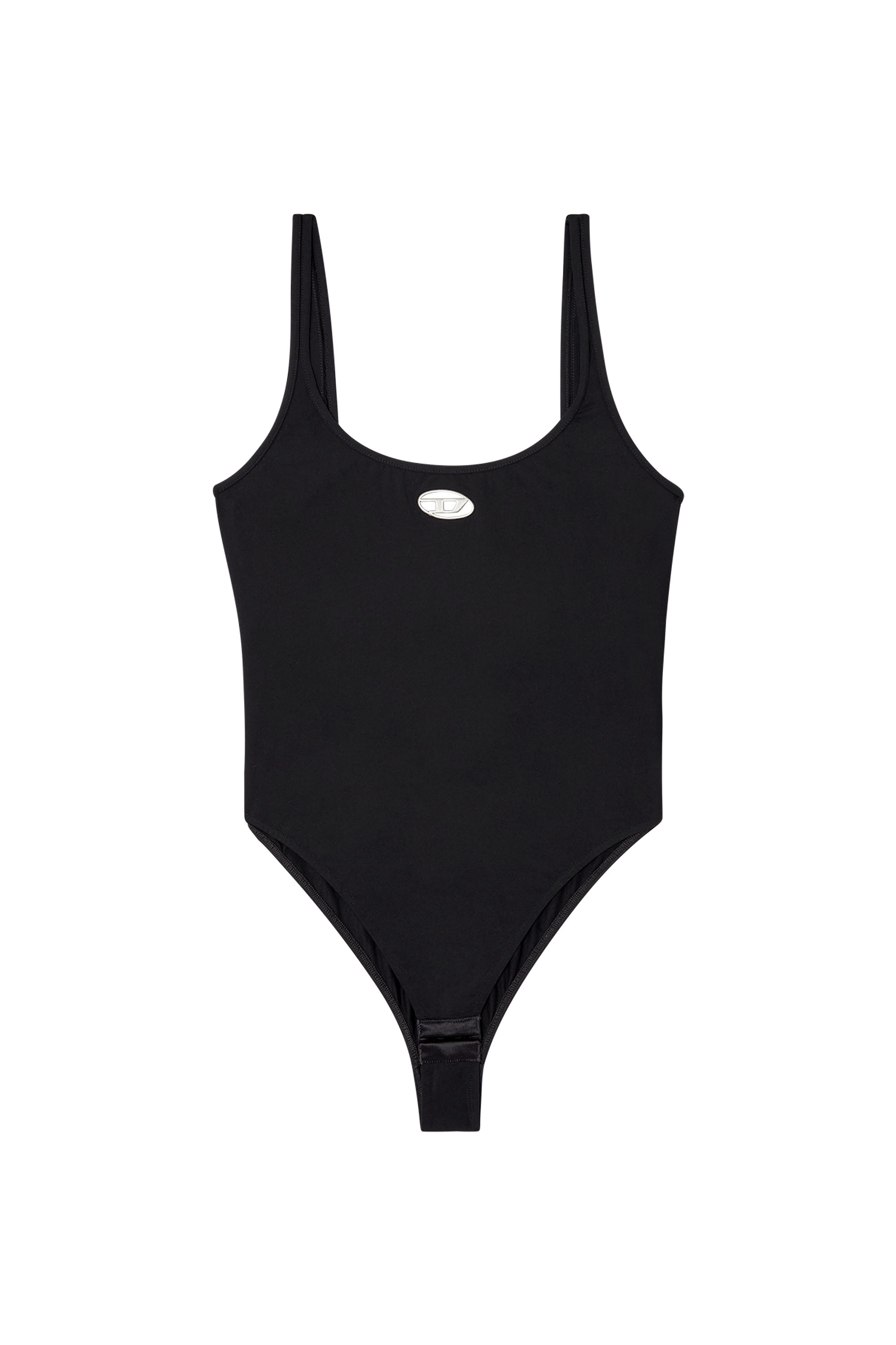 Diesel - MEGAN-UTLT, Damen Bodysuit aus Jacquard-Spitzen mit Oval D-Detail in Schwarz - 4