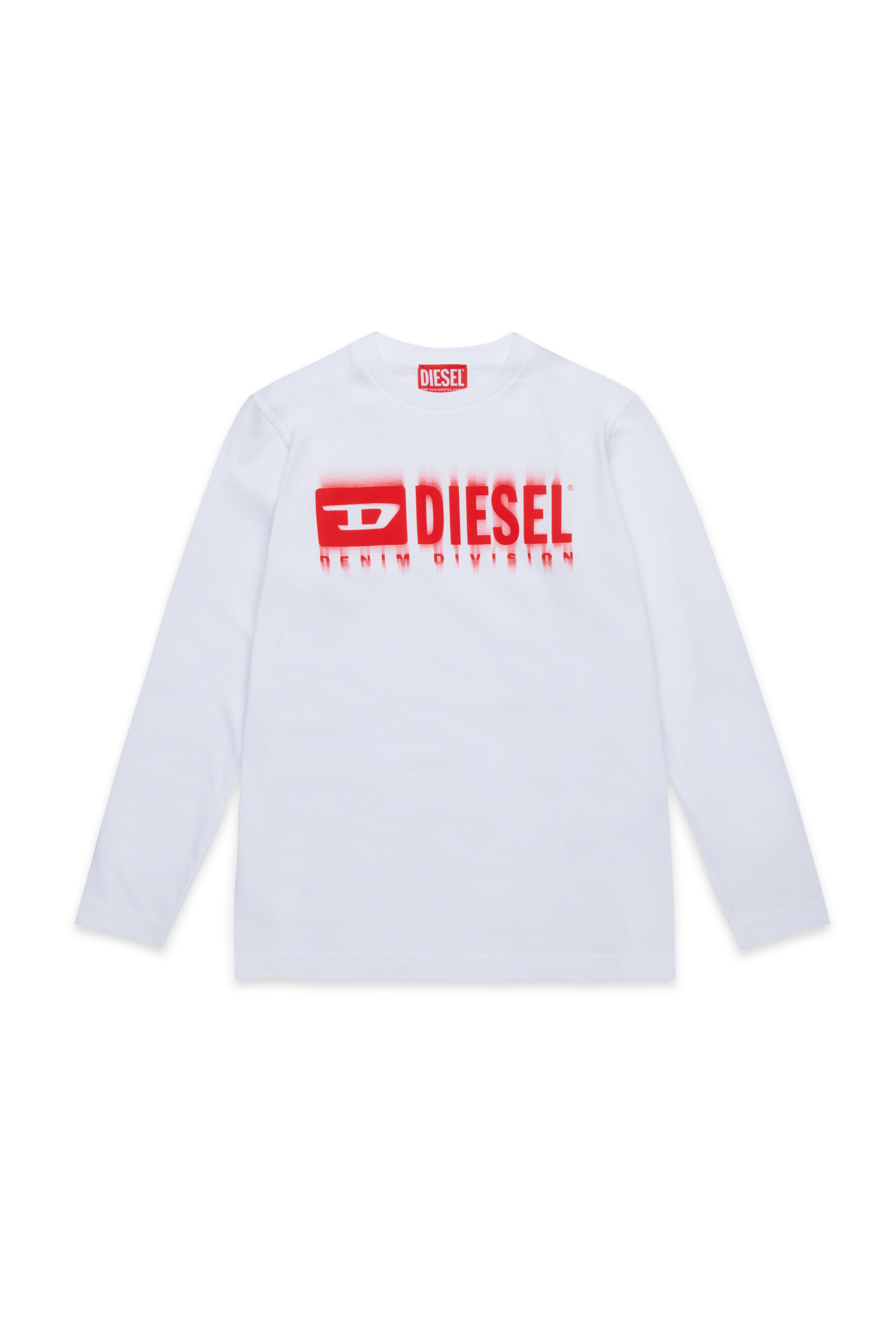 Diesel - TDIEGORL6LS, Herren Langarm-T-Shirt mit verschmiertem Logo in Weiß - 1