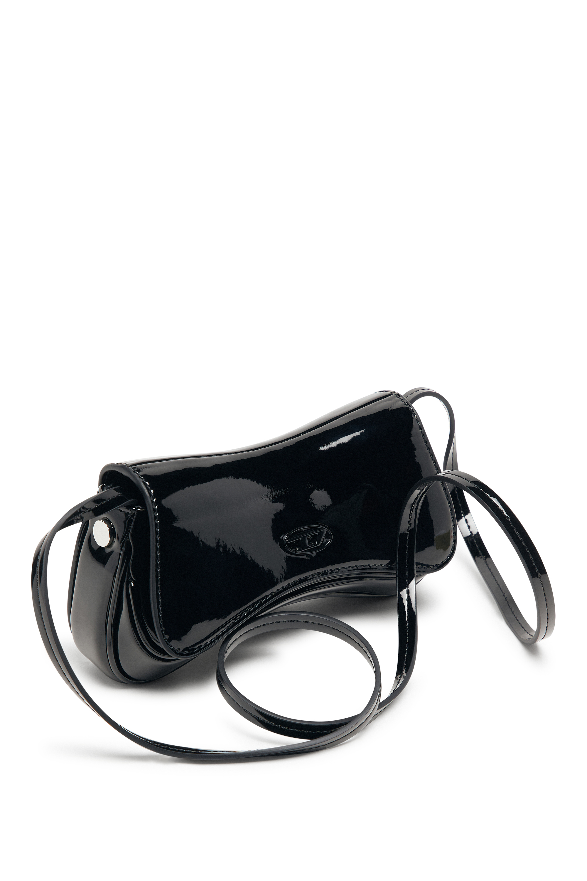 Diesel - PLAY CROSSBODY XS, Damen Play-Kleine Umhängetasche aus glänzendem PU in Schwarz/Flash mirror - 5