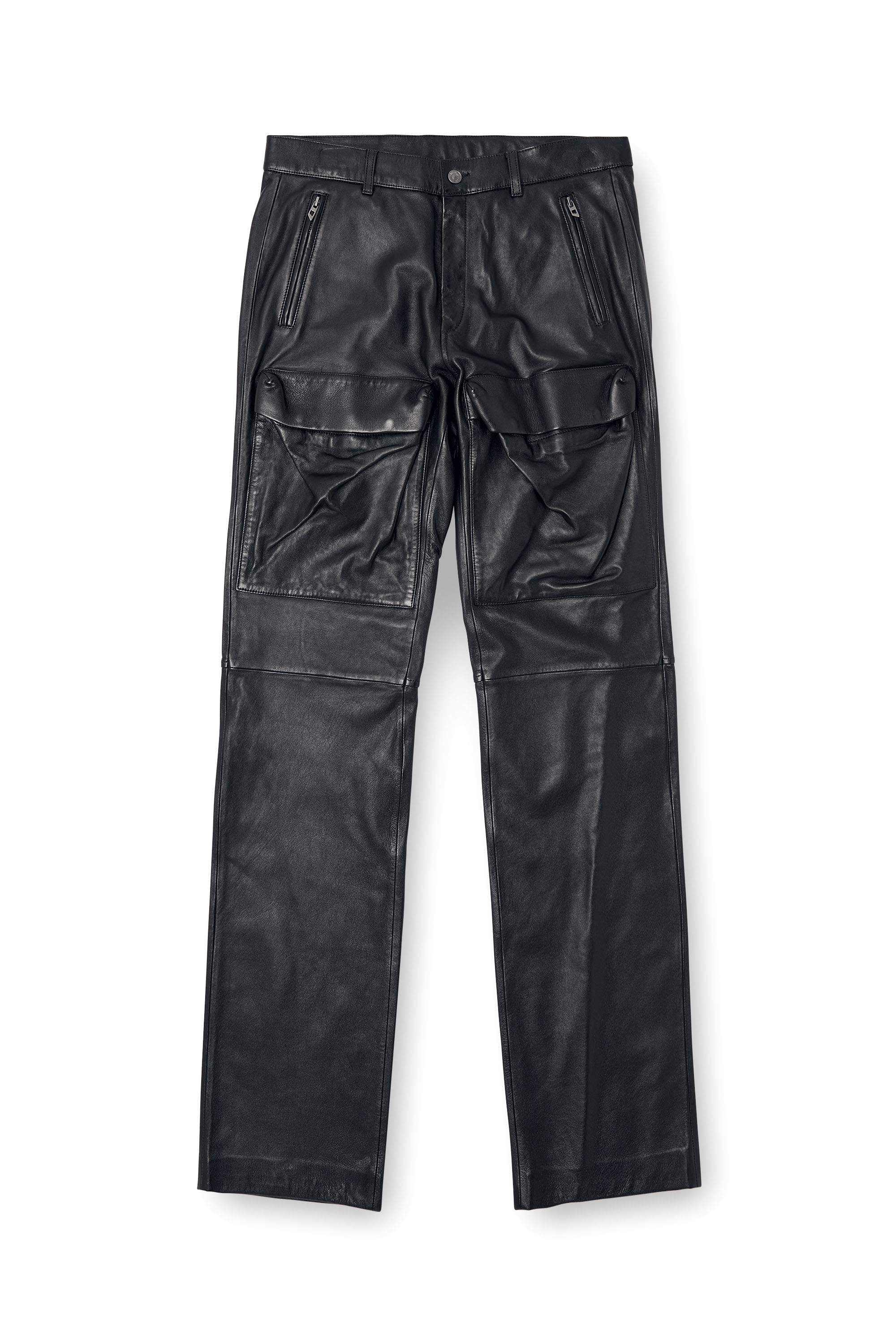 Diesel - P-GAST, Herren Hose aus Leder mit-Utility-Taschen in Schwarz - 3