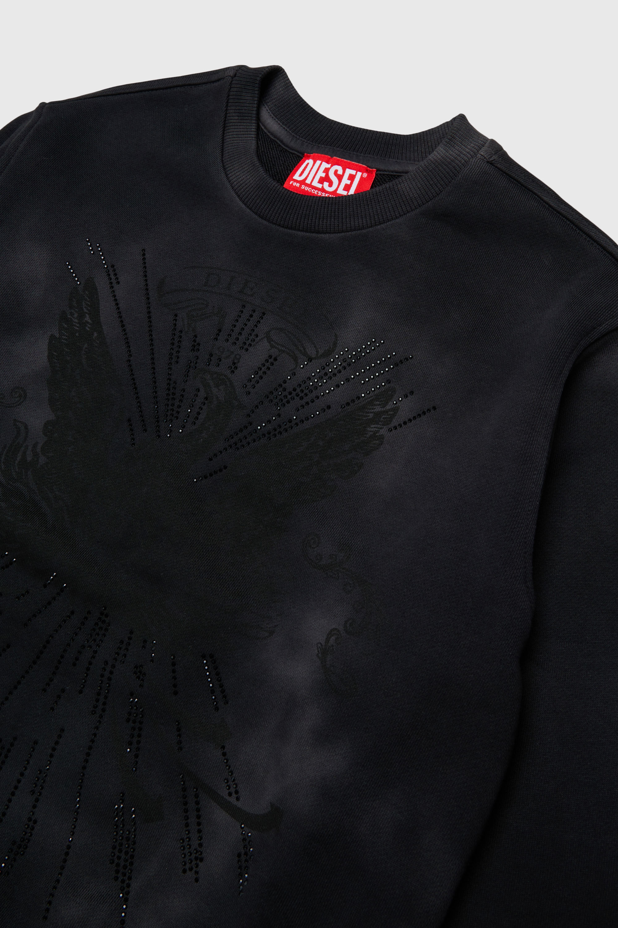 Diesel - SFIN OVER, Herren Sweatshirt mit cloudy-Effekt und Phoenix-Motiv in Schwarz - 3
