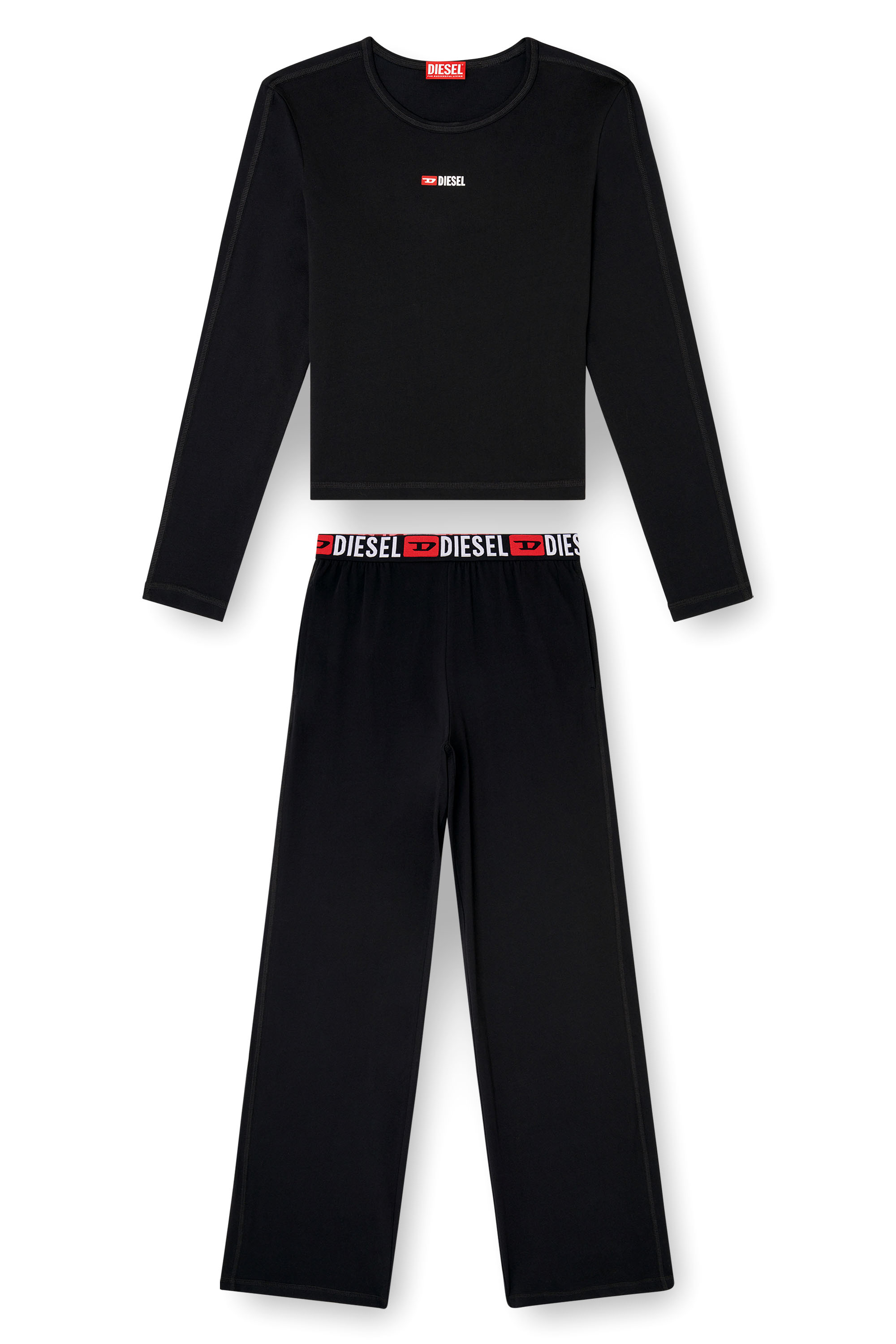 Diesel - SET-GILDA-D-CORE, Damen Pyjamas aus Stretch-Baumwolle in Schwarz - 4
