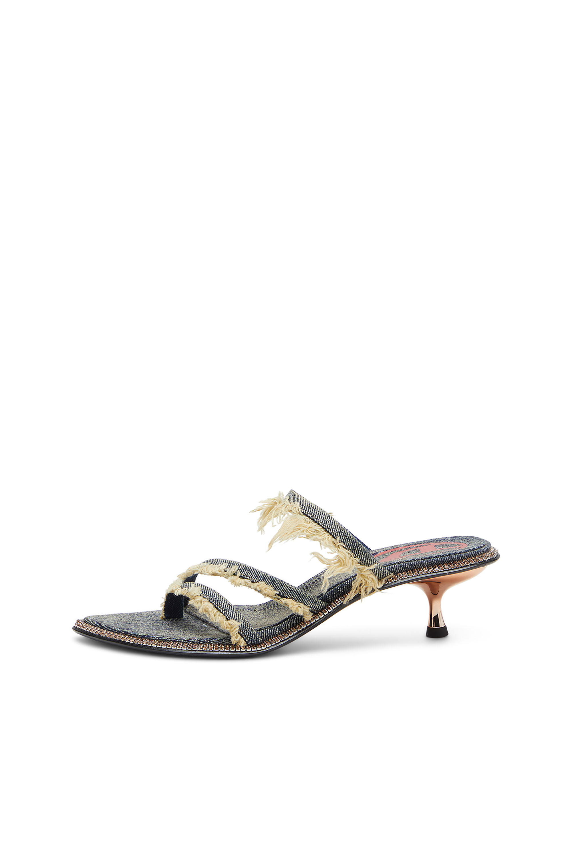 Diesel - D-HAVANNA KITTIE, Damen D-Havanna Kittie-Ausgefranste Pantoletten aus Denim mit Kristallen in Blau - 8