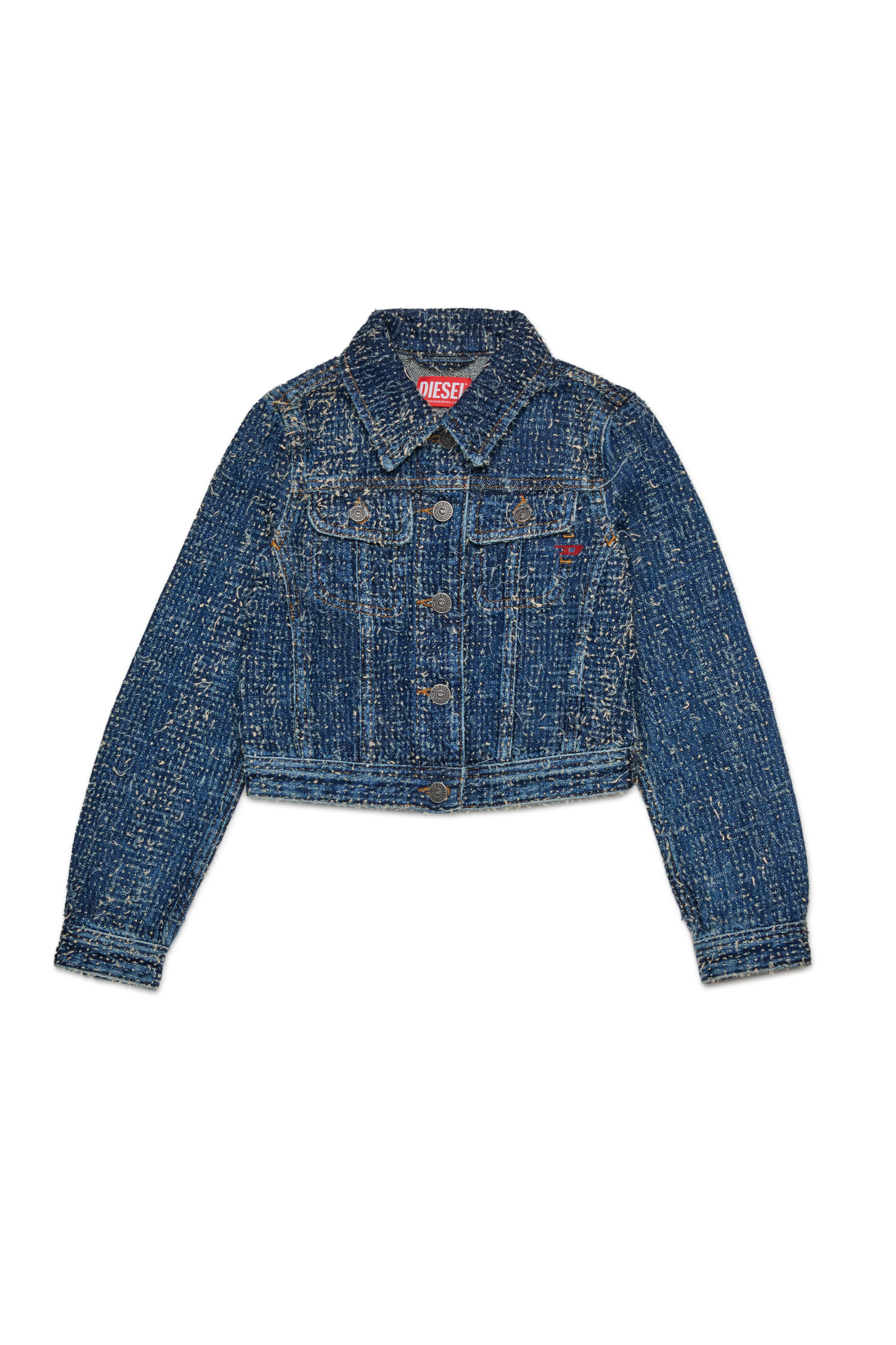 Diesel - JSLIMMY-J, Damen Denimjacke mit Bouclé-Effekt in Dunkelblau - 1