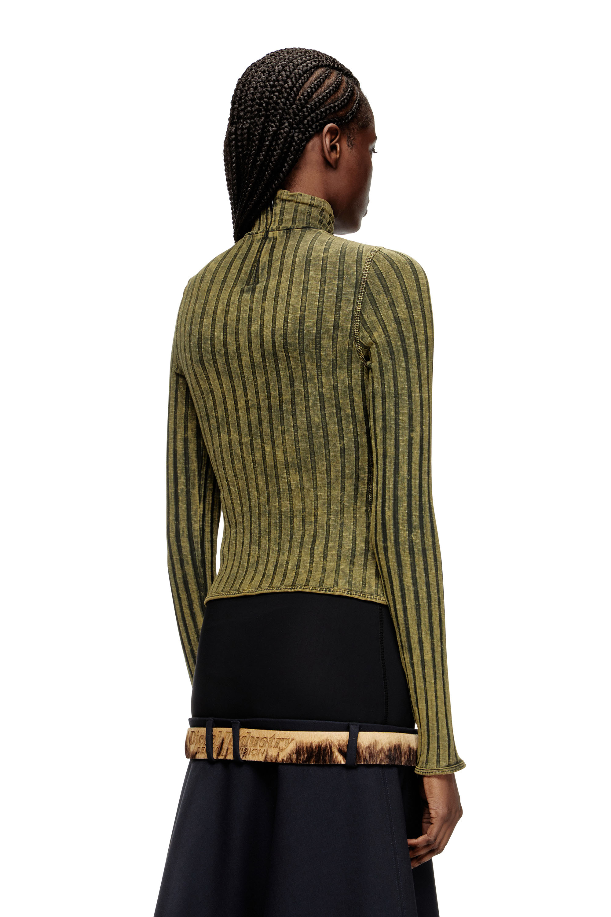 Diesel - T-CLAWA, Damen Pullover aus behandeltem Jersey mit breitem Rippenstrick in Grün - 4