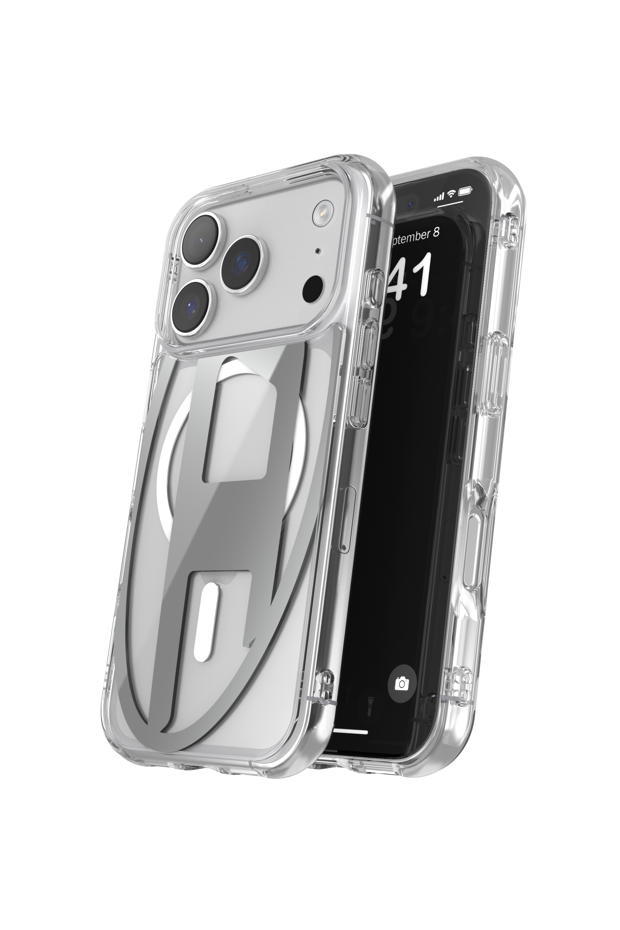 Diesel - 60413 AOP CASE, Unisex Oval D Metallic Case mit Magsafe für iPhone 17 Pro in Grau - 3