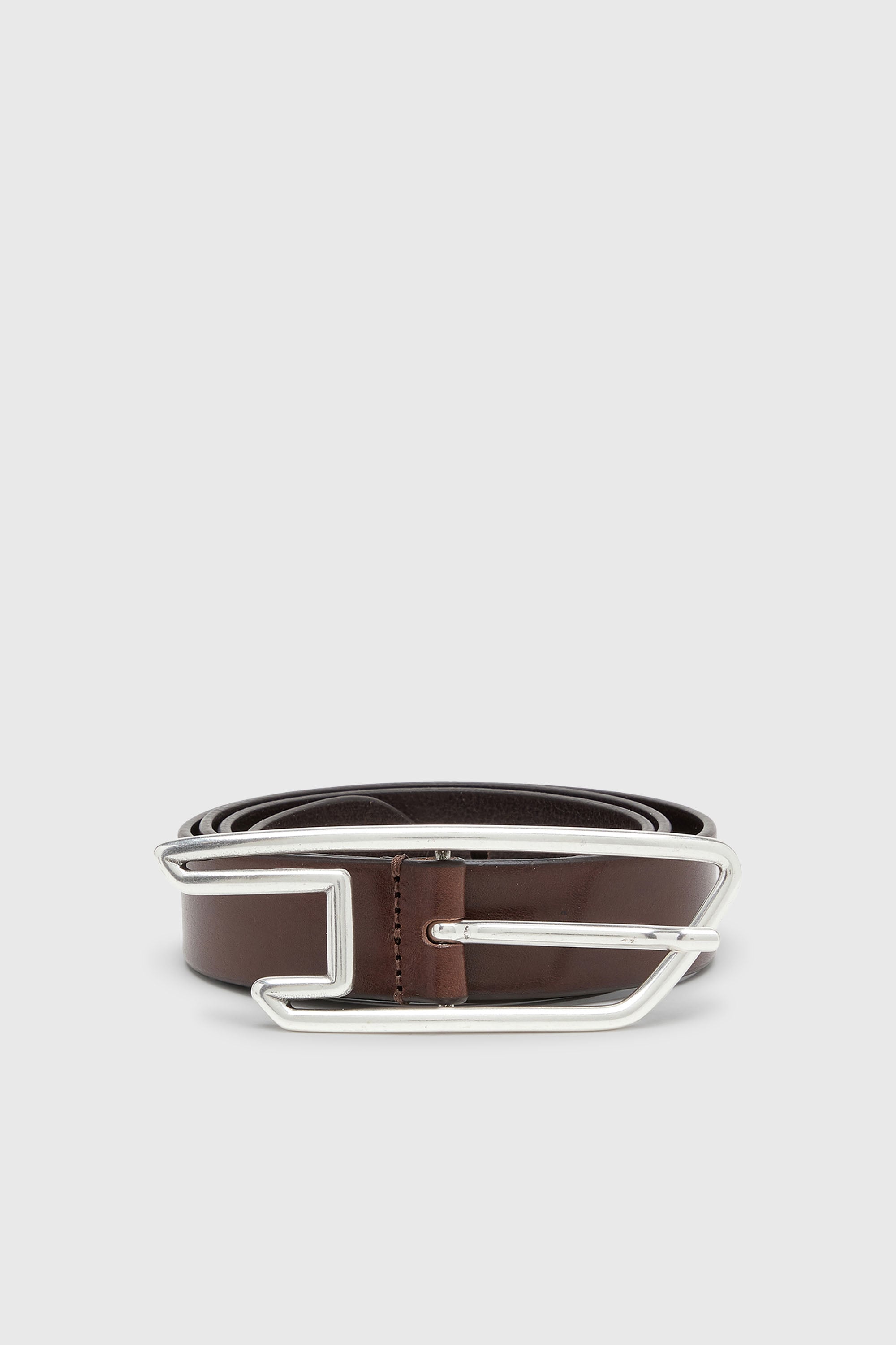 Diesel - B-D LINE 30, Unisex 3 cm breiter Lederg&uuml;rtel mit D-Logo-Schnalle in Braun - 1