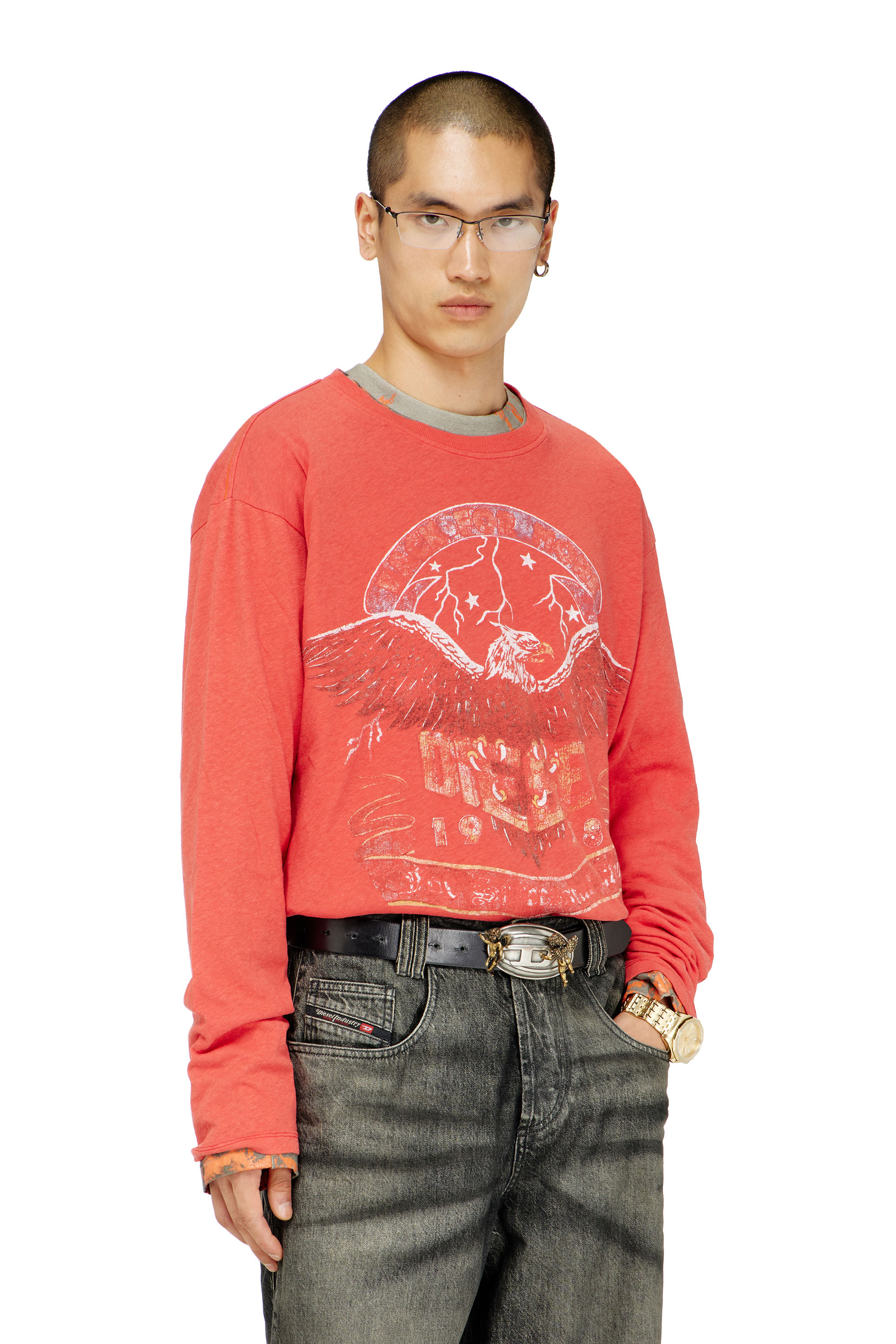 Diesel - T-GERI-LS, Herren Langarmshirt mit Konzertgrafik in null - 3
