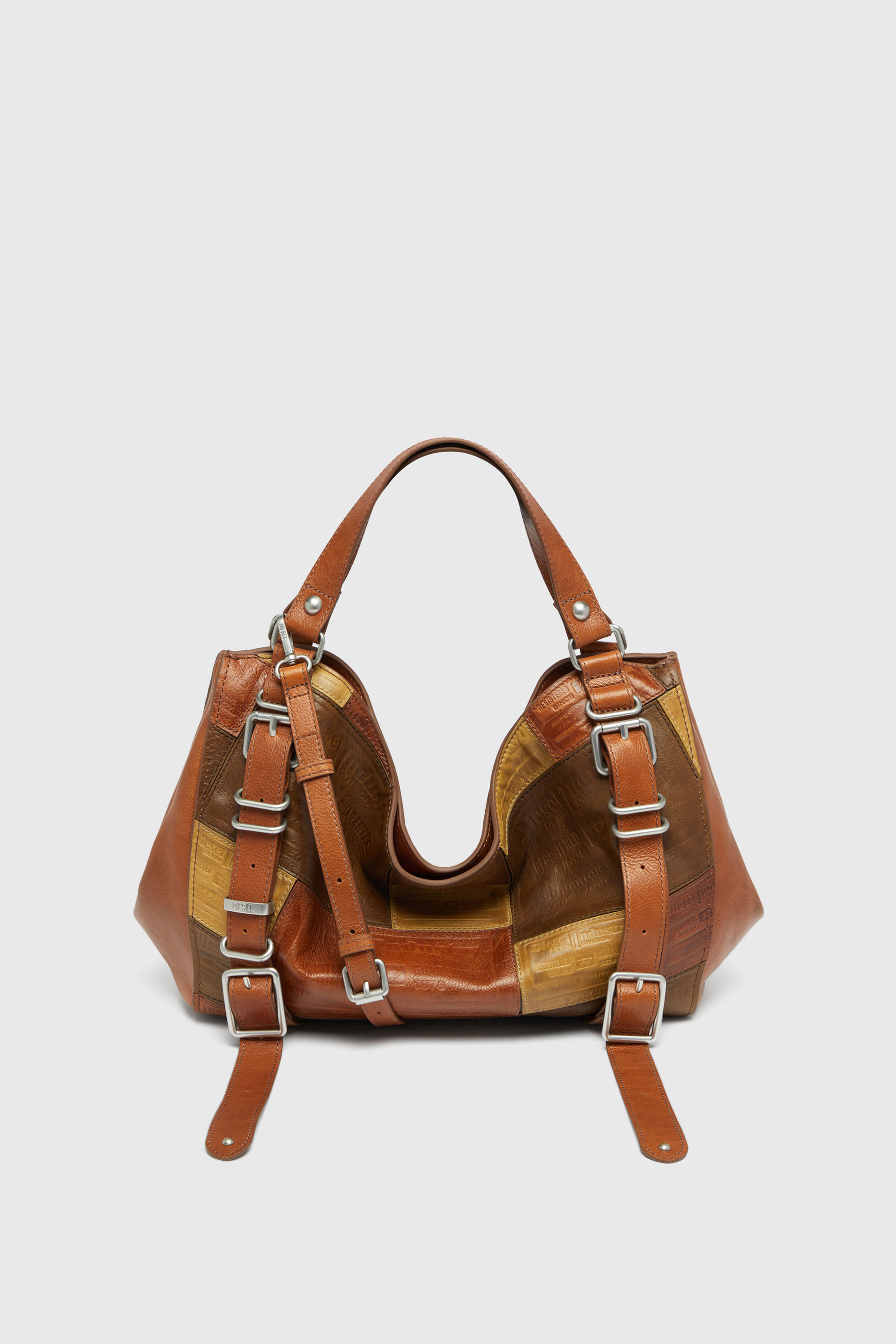 Diesel - D-ONE TOPHANDLE M, Unisex D-One-Medium Henkeltasche aus Patchwork-Leder in Braun - 2