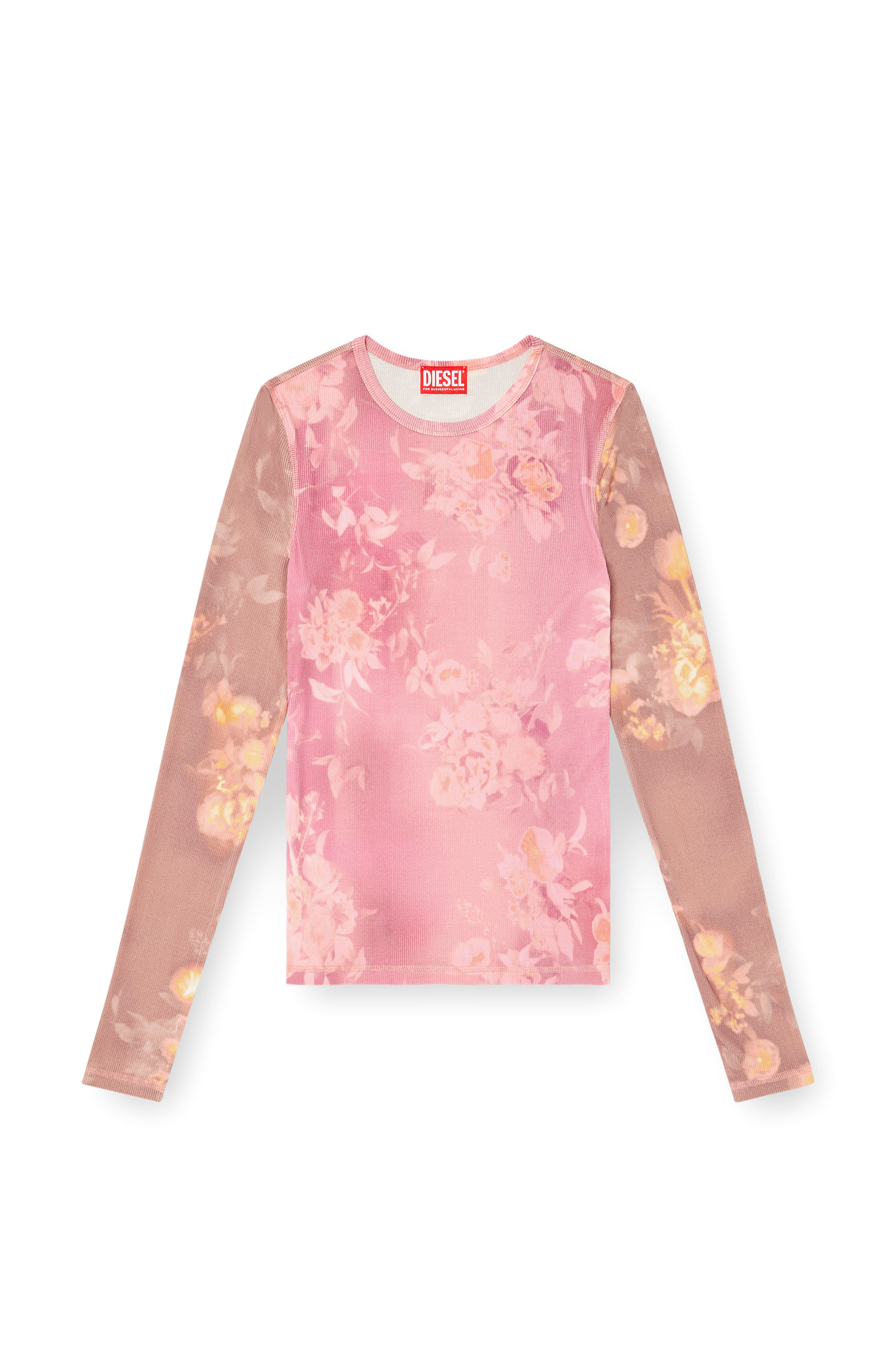 Diesel - T-MOKY-LS, Damen Top aus geripptem Jersey mit Blumenprint in null - 3