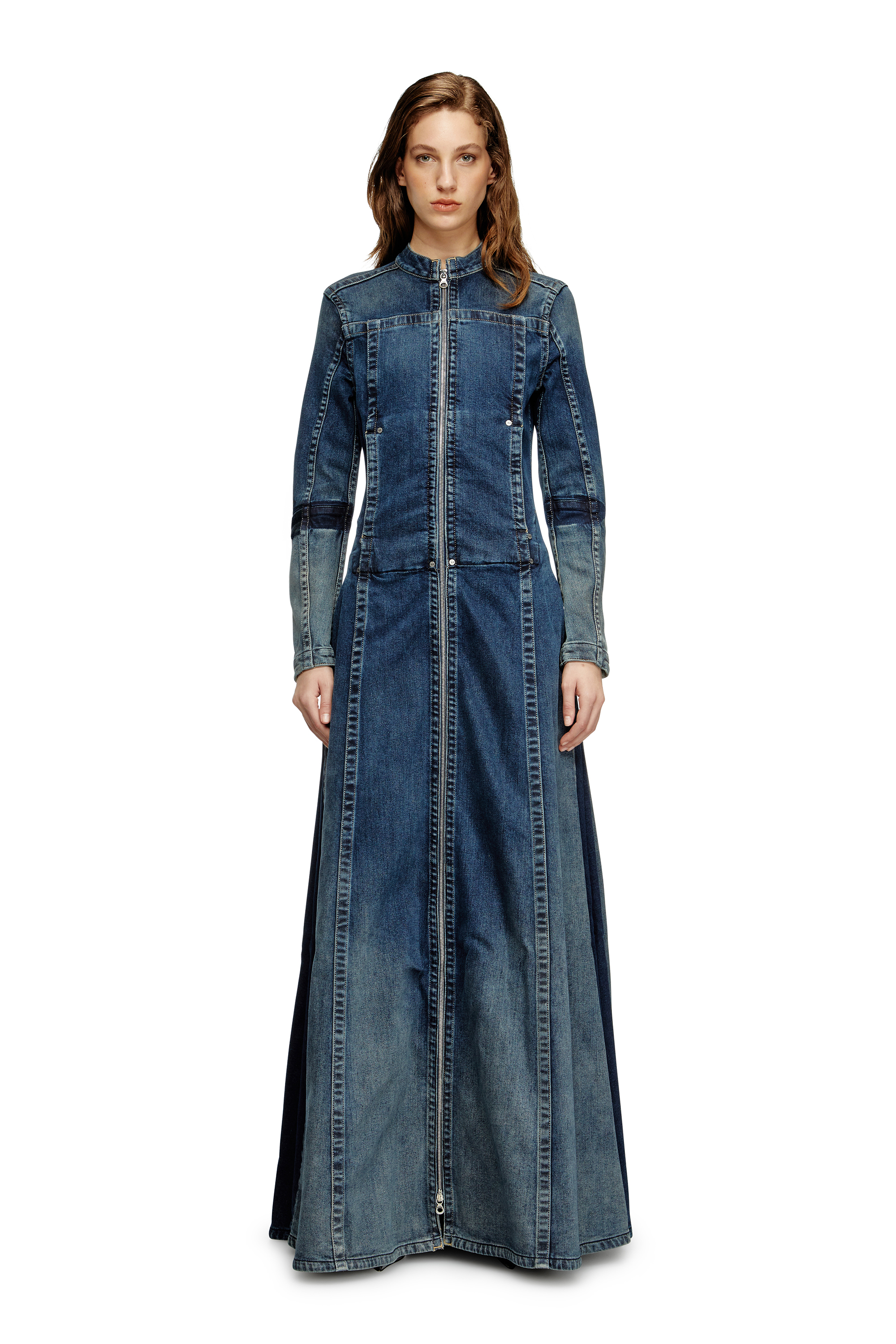 Diesel - DE-RO1-RE-FSG, Woman's Maxi dress in Rehab denim in Dark Blue - 2