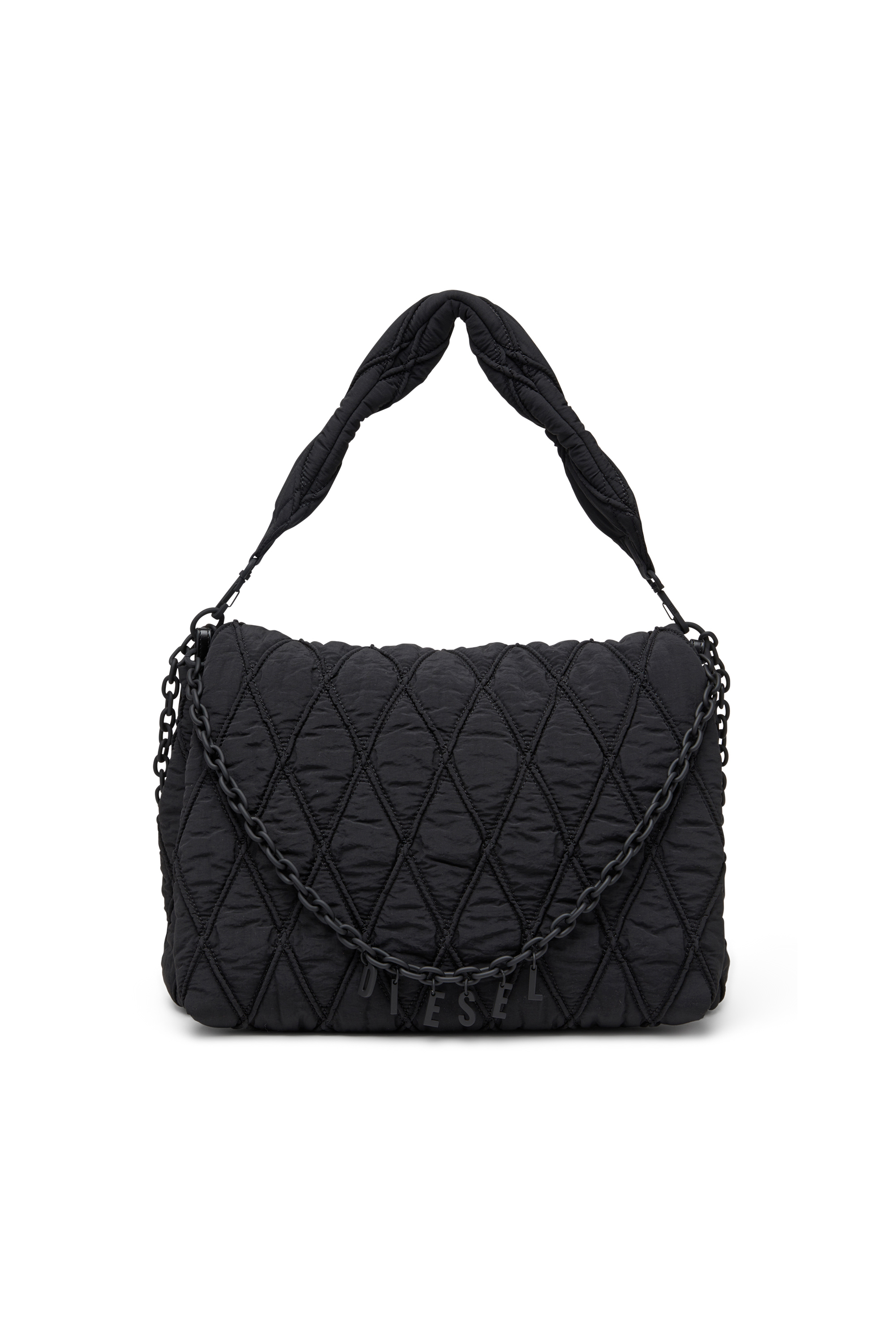 Diesel - CHARM-D SHOULDER L, Damen Charm-D L-Schultertasche aus gestepptem gewaschenem Nylon in Schwarz - 1