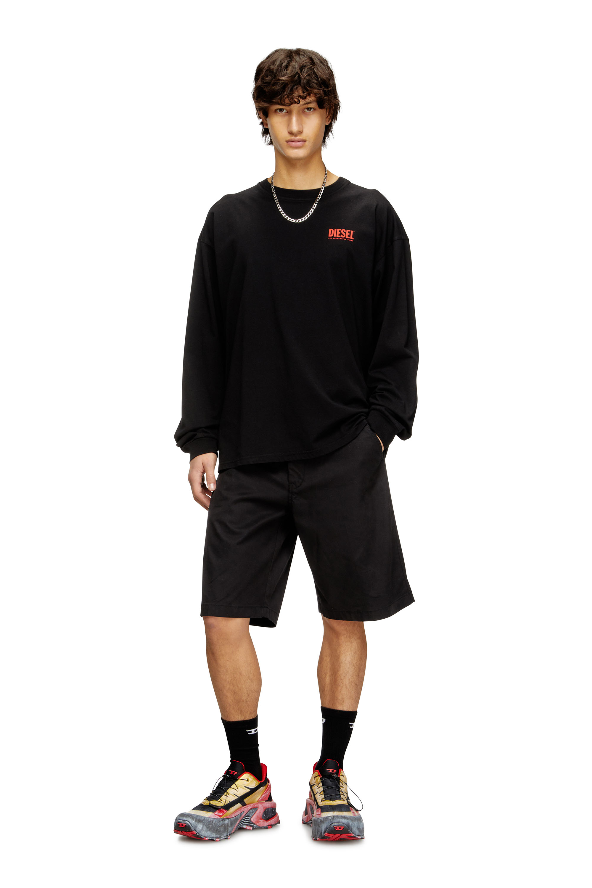 Diesel - T-BOXT-LS-BISK, Herren Lässig geschnittenes Langarm-T-Shirt mit Diesel-Logos in Schwarz - 1