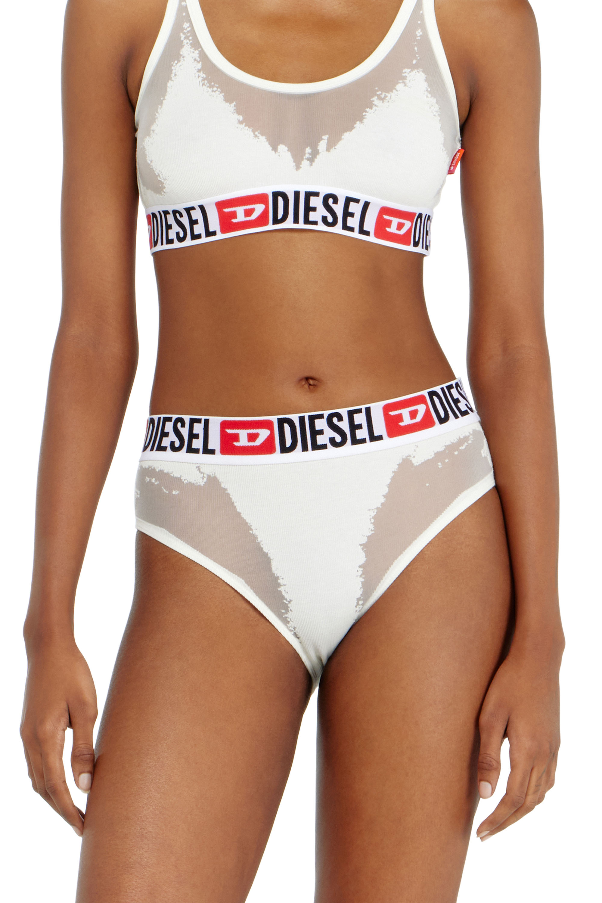 Diesel - PR-SAM-D-CORE, Damen Slips mit transparentem Devor&eacute;-Effekt in Wei&szlig; - 3
