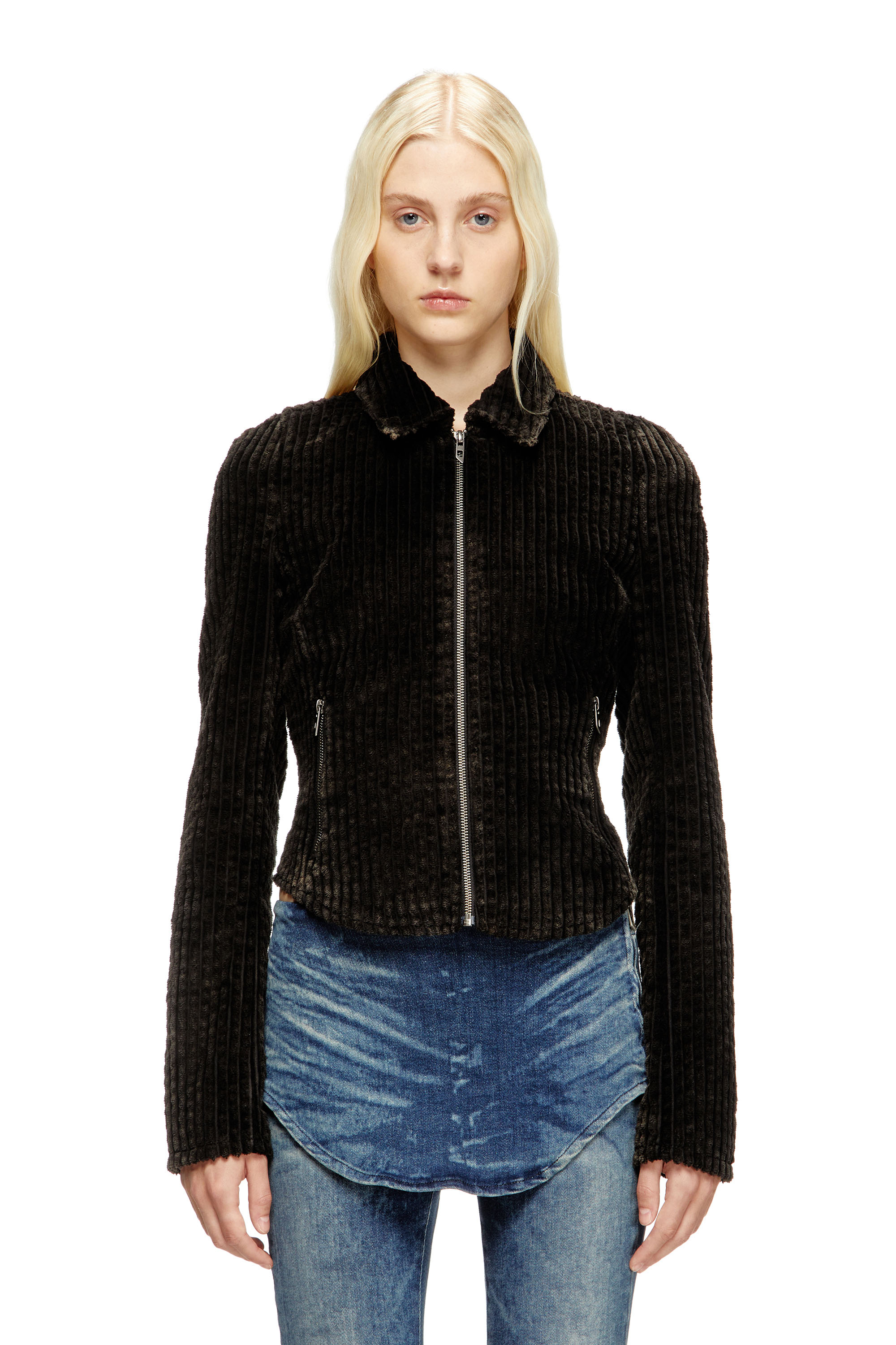 Diesel - G-ENEA, Damen Hemdjacke aus Baumwollcord in Braun - 3