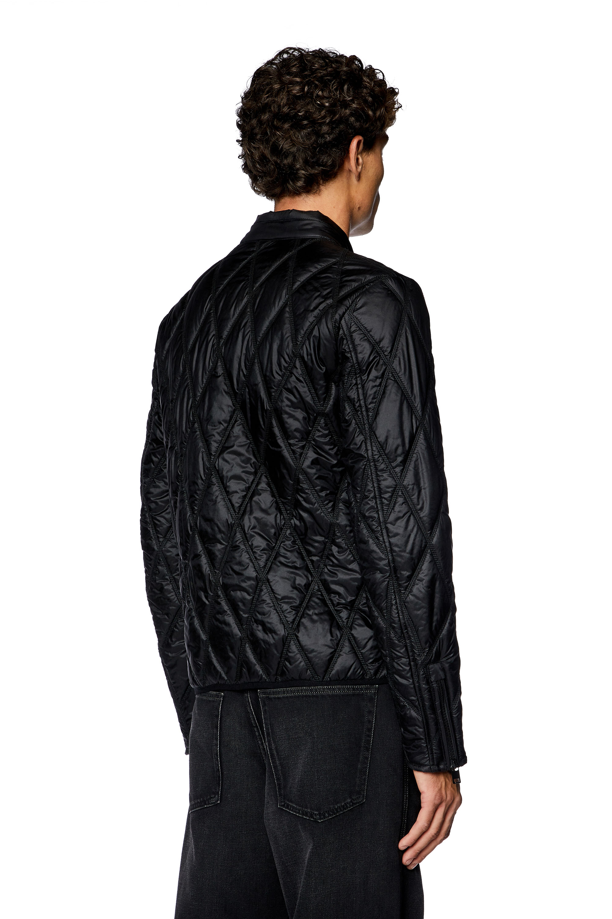 Diesel - J-NIEL, Man Mock-neck jacket in quilted nylon in Black - Image 4