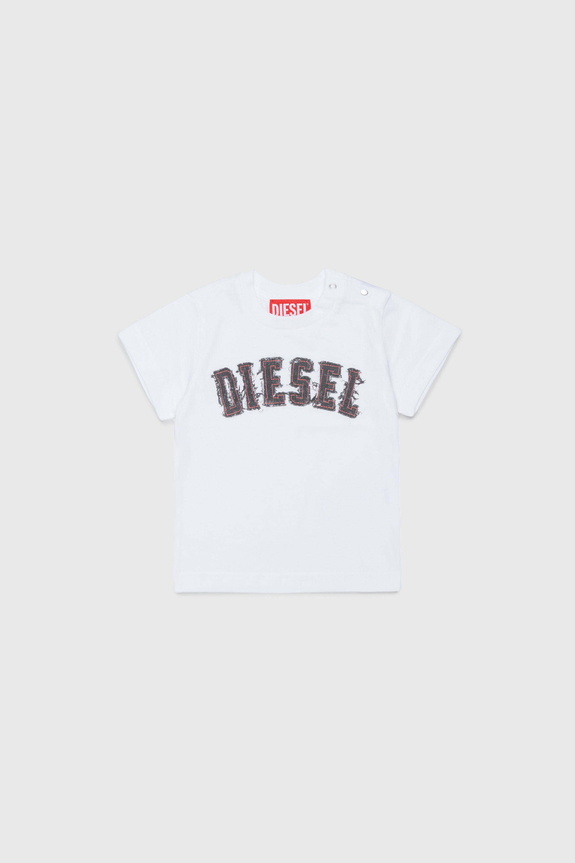 Diesel - TEANSB, Man's Cotton T-shirt with frayed-effect logo in White - 1