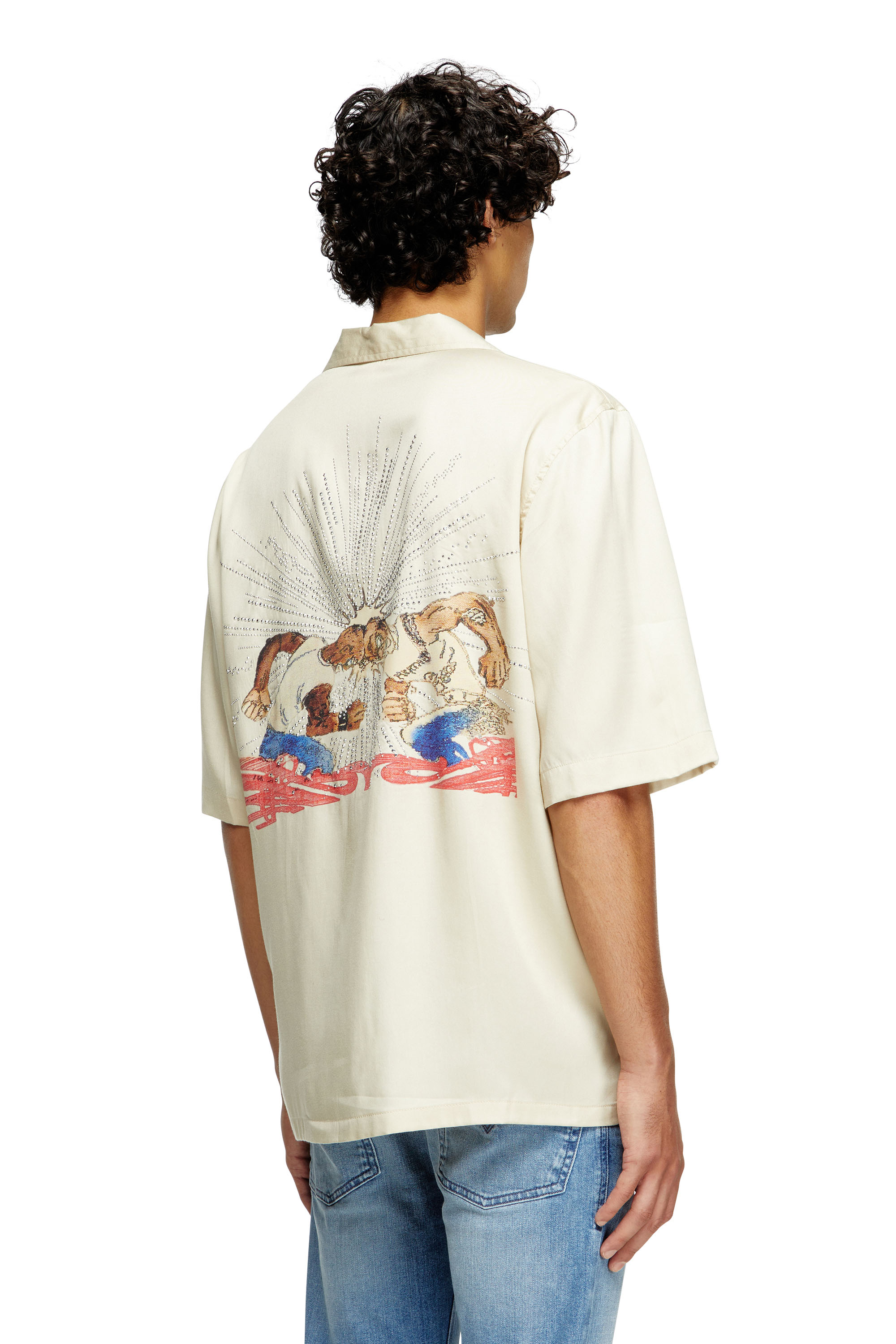 Diesel - S-BRACK-B-EPBR, Herren Hemd aus TENCEL™ mit Strass-Grafik in null - 4