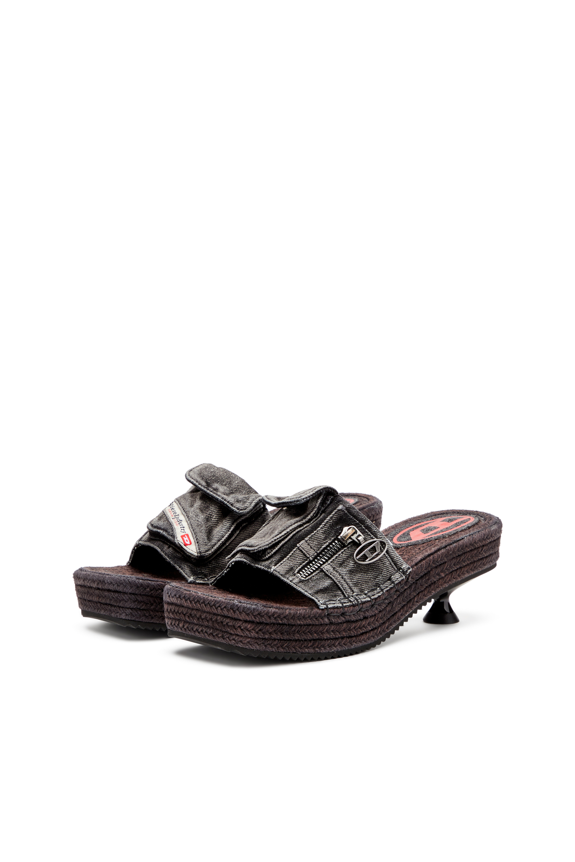 Diesel - D-IBIZA 40 PCK, Damen D-Ibiza-Espadrilles mit Absatz und Plateau aus Denim in Schwarz - 8