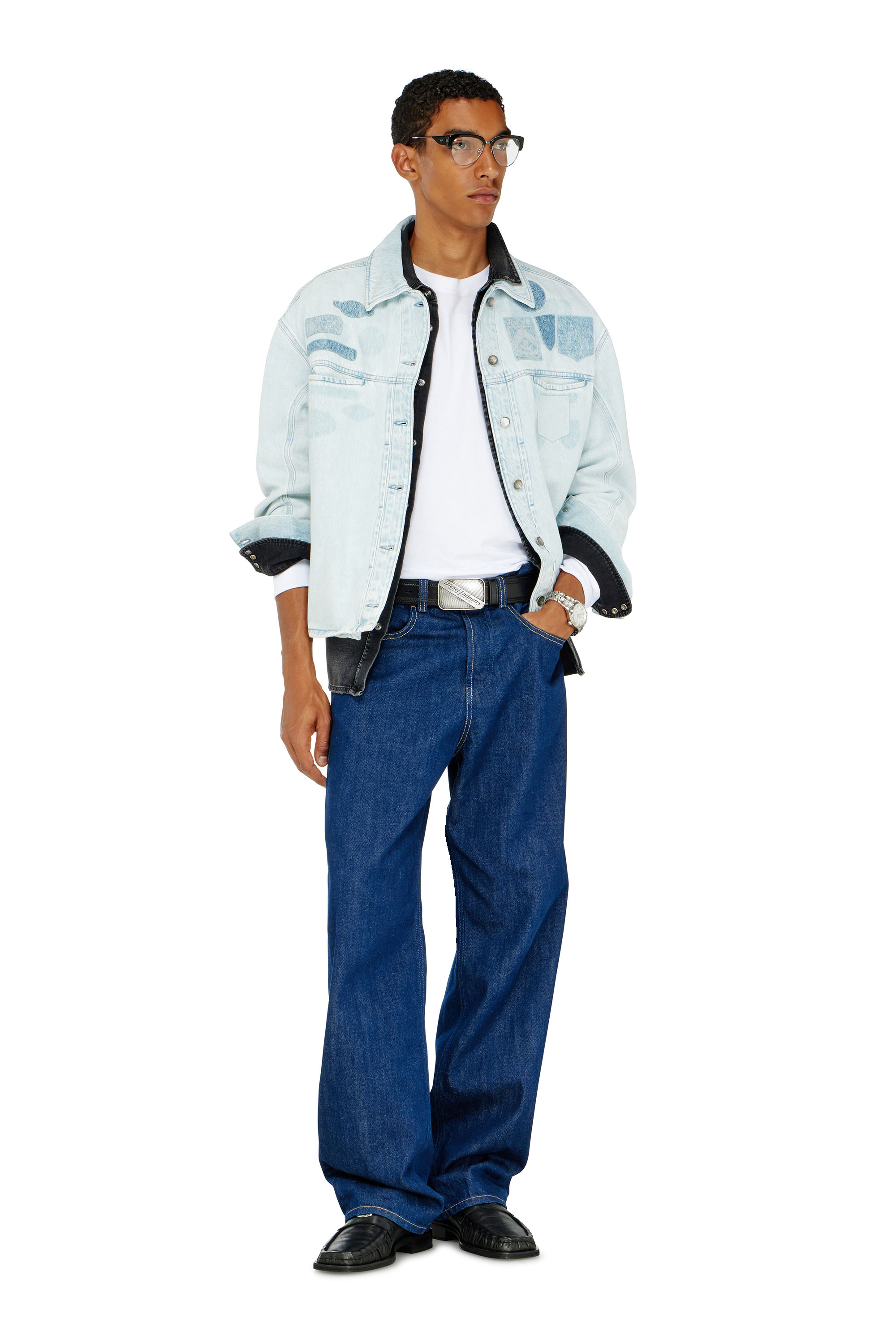 Diesel - D-RYMAVO-S, Unisex Denim overshirt mit patch-effekten in Hellblau - 1