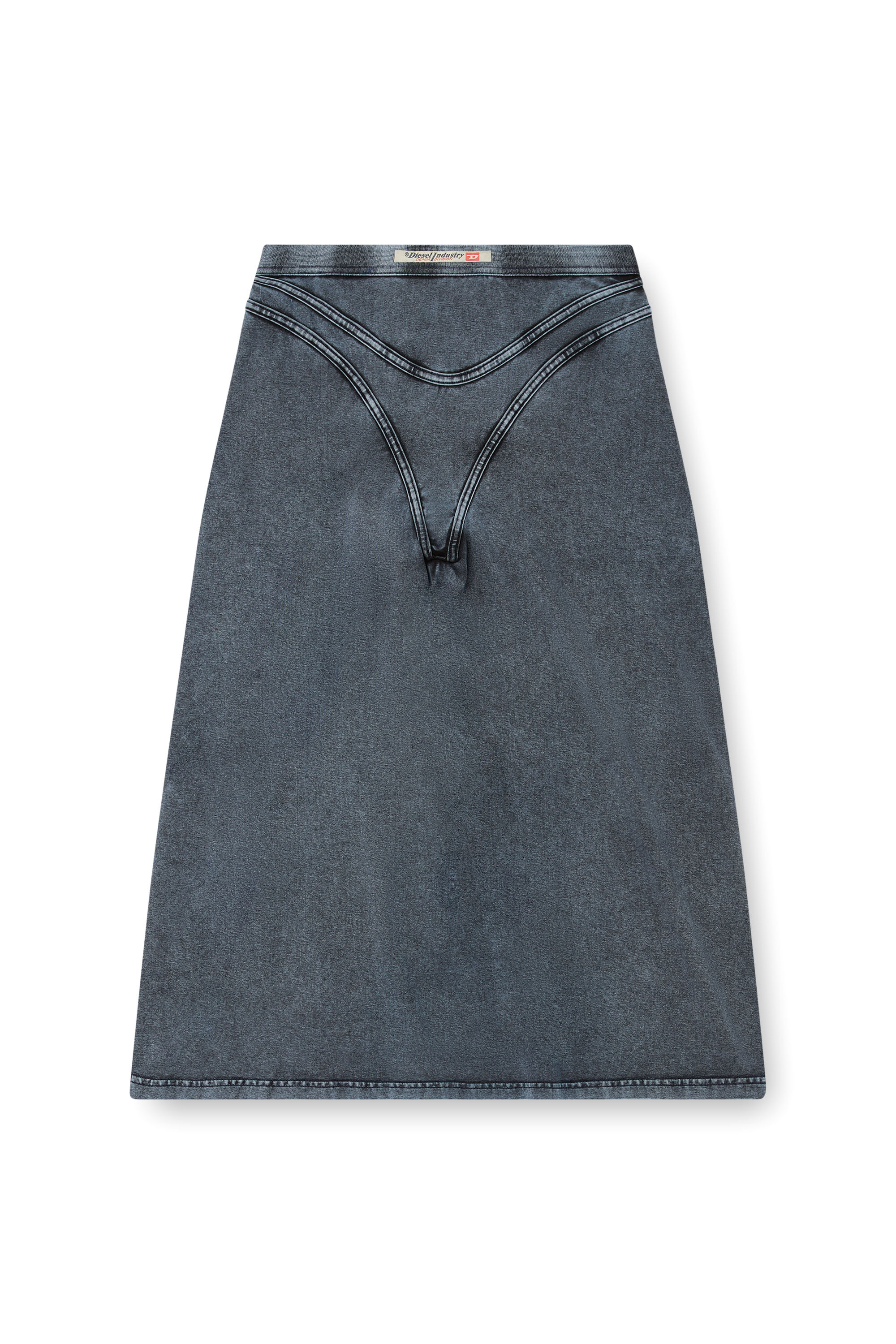 O-ALLINE, Dark Blue Diesel - O-ALLINE, Woman's Midi skirt in denim-look jersey in Dark Blue - 2