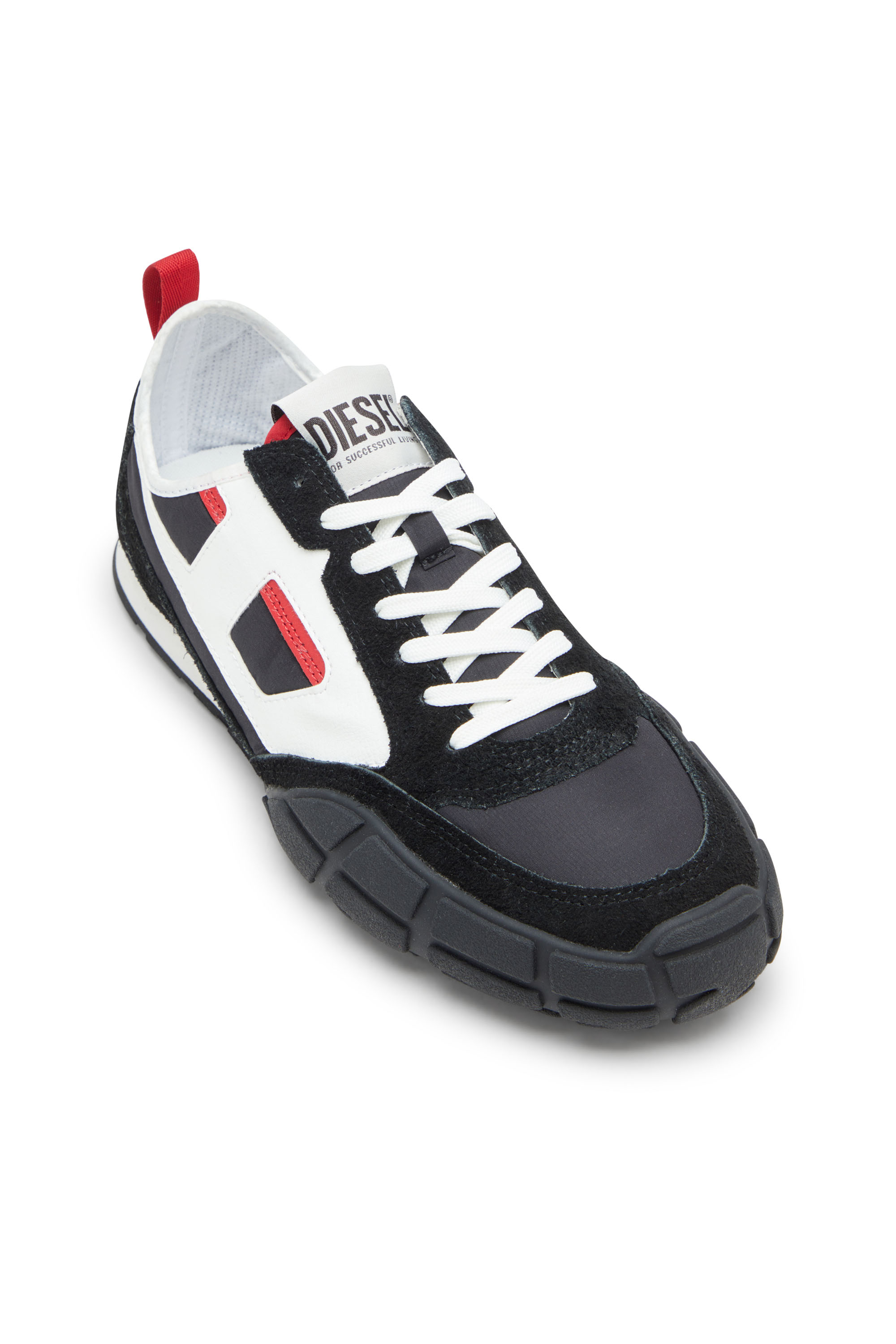 Diesel - S-PAGODHA LOW, Herren S-Pagodha-Sneakers aus Leder, Wildleder und Ripstop in Schwarz/Rot - 6
