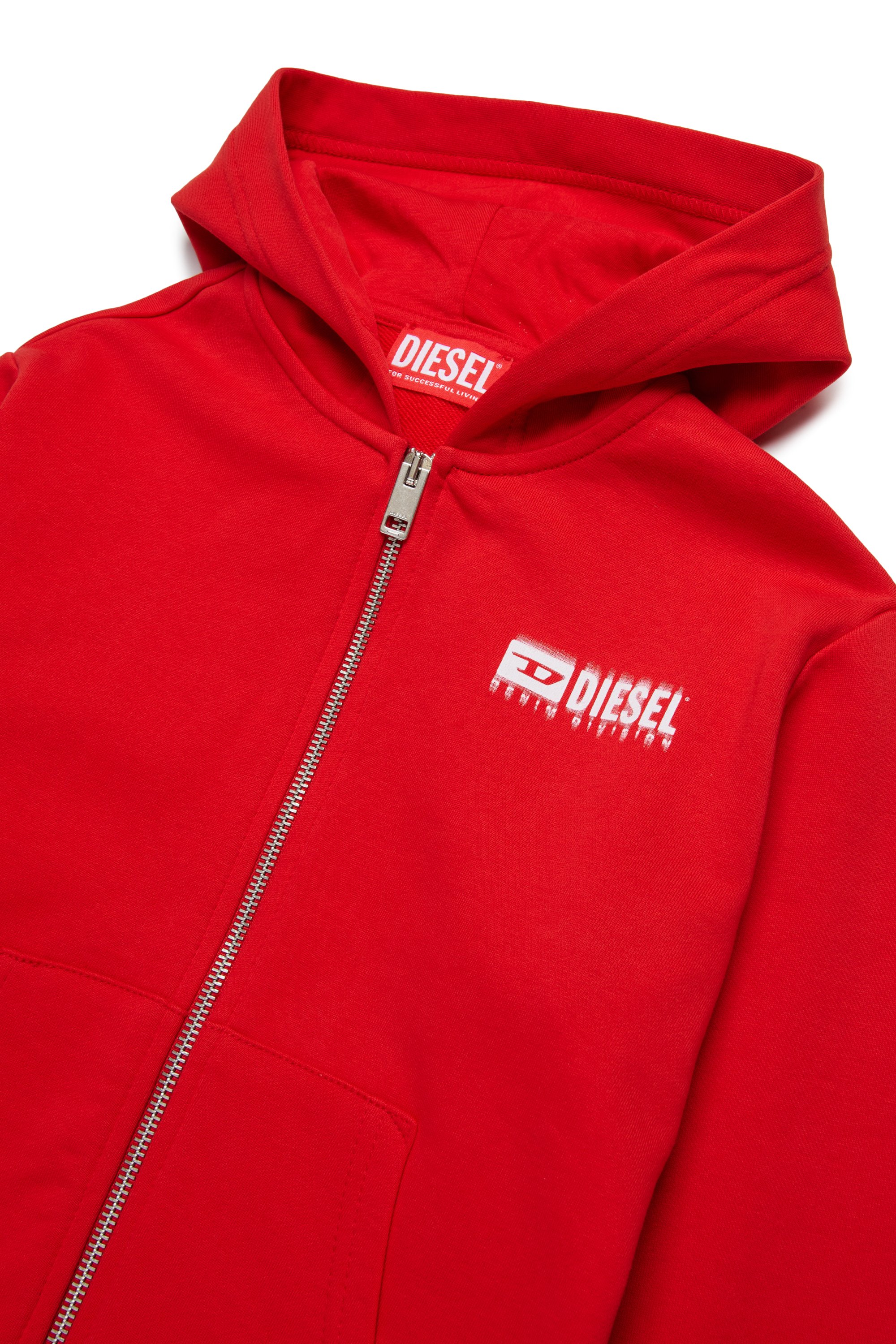 Diesel - SVOUGZIP OVER, Herren Reißverschluss-Hoodie mit verschmiertem Logo in Rot - 3