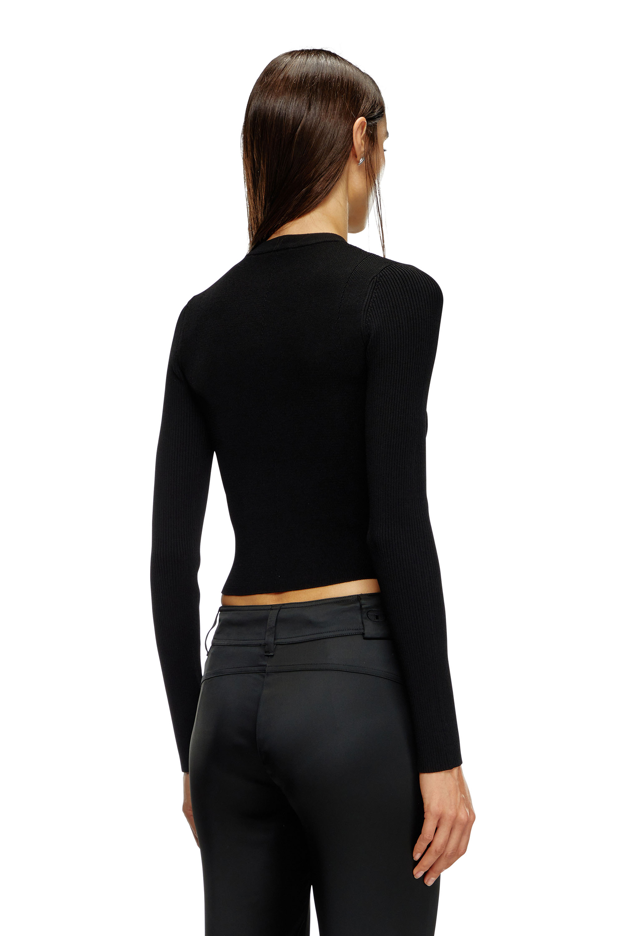 Diesel - M-VALARI, Damen Rippstrick-Top aus einer Viskosemischung mit Oval D in Schwarz - 4