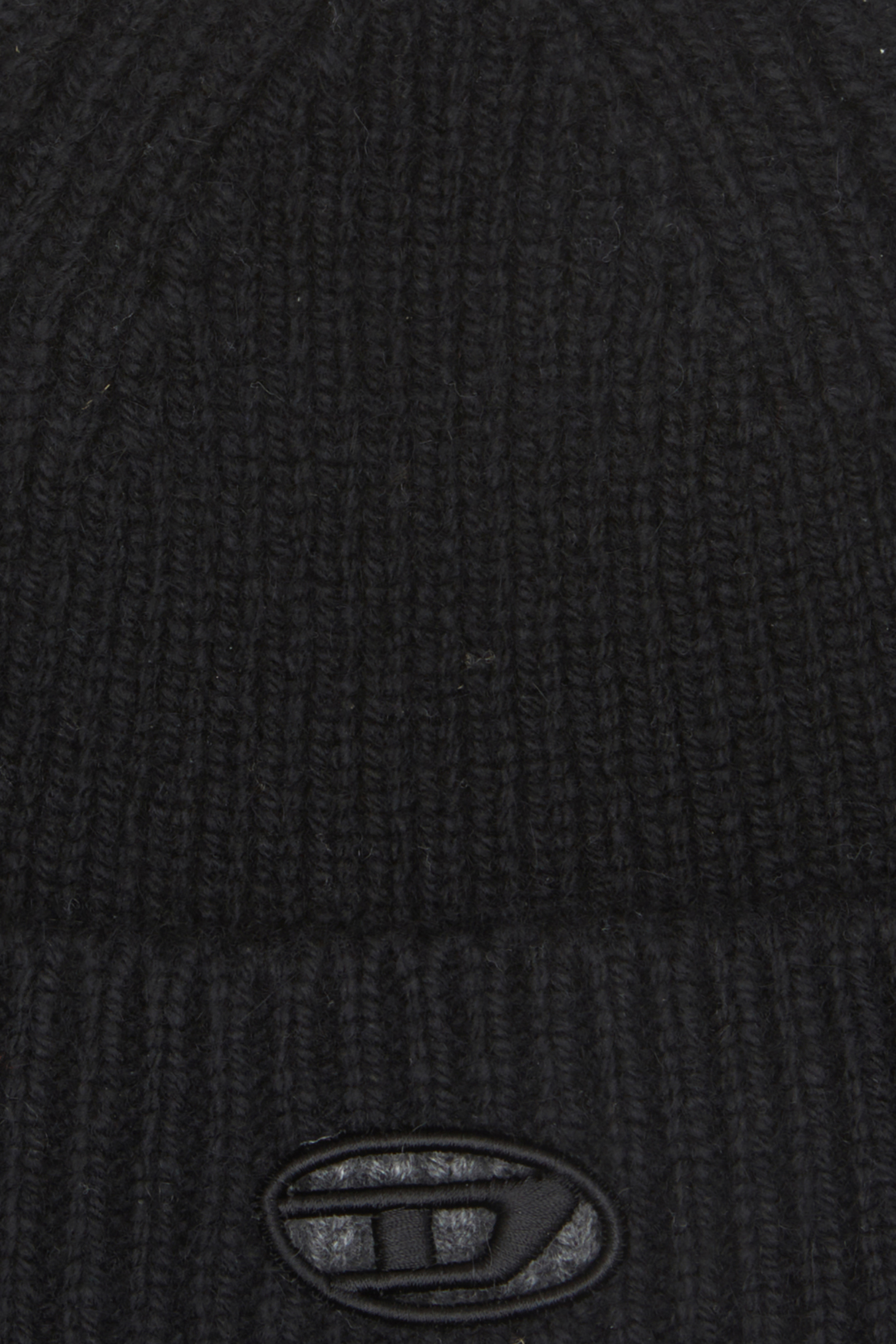 Diesel - K-ARAC, Unisex Gerippte Beanie-Mütze mit Oval D-Ausschnitt in Schwarz - 3