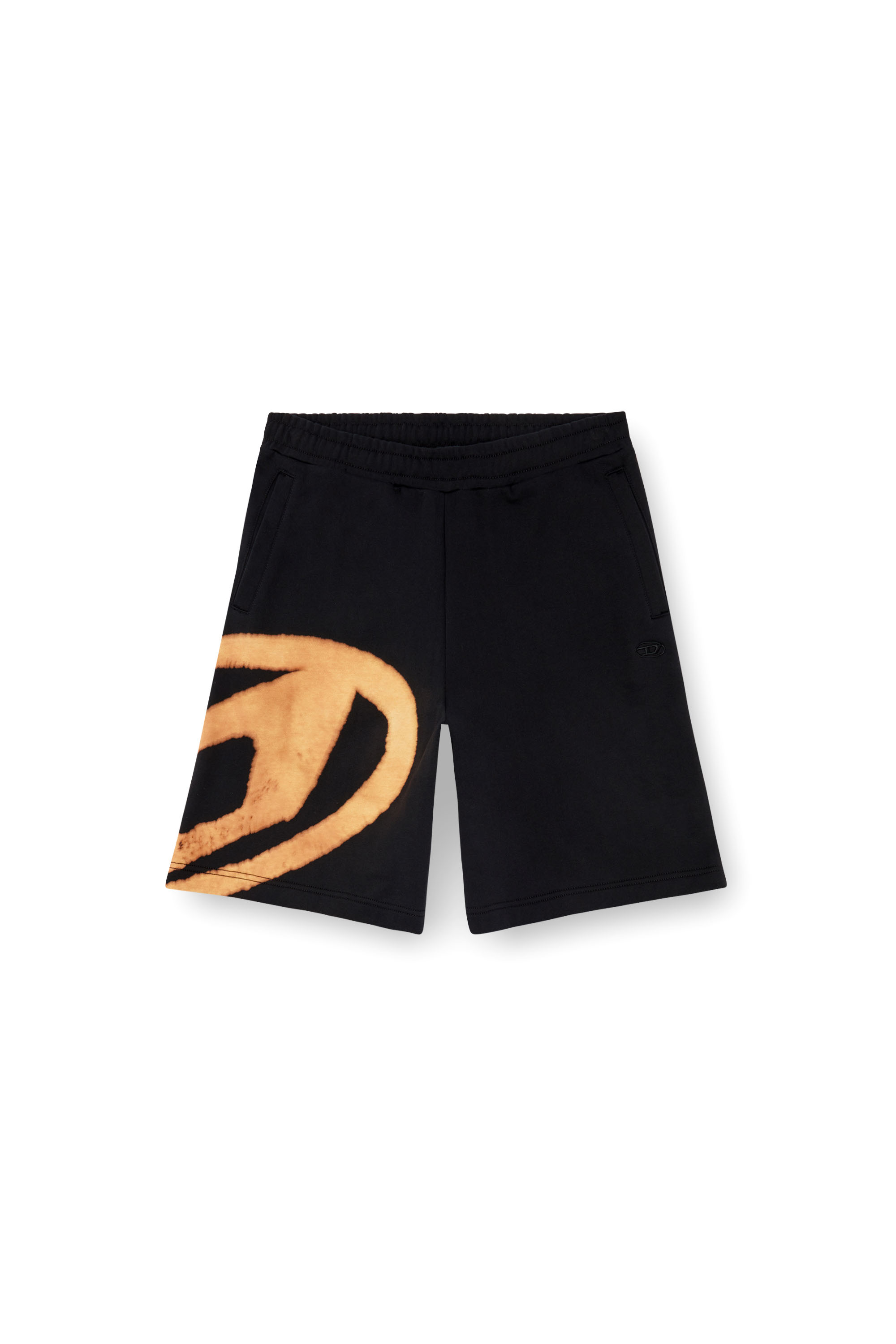 P-CROW-BLEACH, Schwarz/Orange Diesel - P-CROW-BLEACH, Herren Sweatshorts mit gebleichtem Logo in Schwarz/Orange - 2