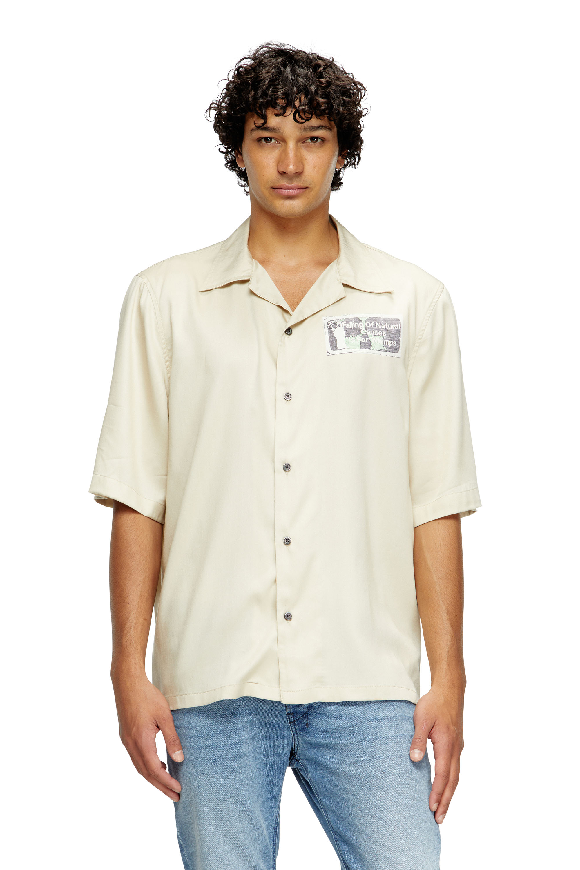 Diesel - S-BRACK-B-EPBR, Herren Hemd aus TENCEL™ mit Strass-Grafik in null - 1