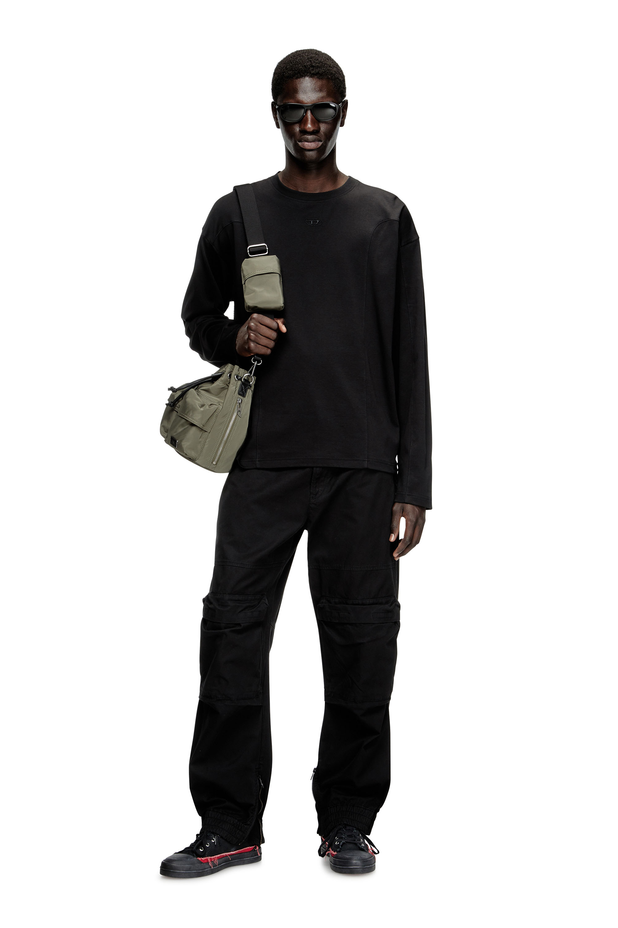 Diesel - T-BOXT-LS-INT, Herren Langarm-T-Shirt mit Einsätzen in Schwarz - 1