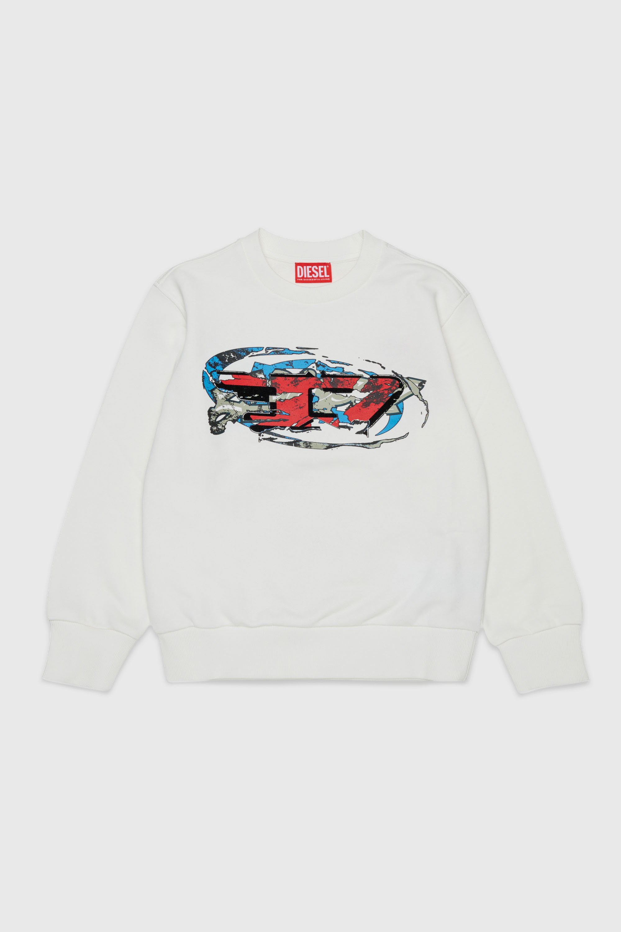 Diesel - SCRAP OVER, Herren Sweatshirt mit Oval D Grafikprint in Wei&szlig; - 1
